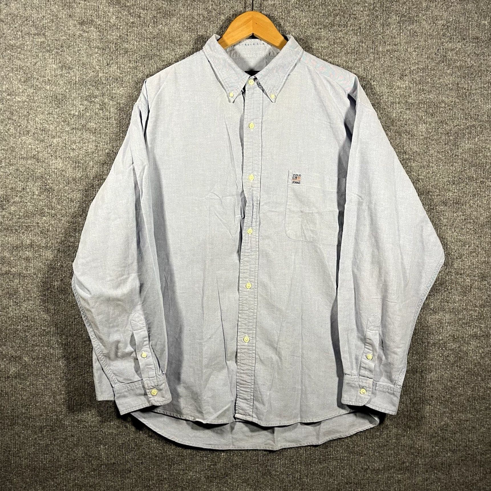 Vintage VINTAGE Polo Jeans Co Ralph Lauren Oxford Shirt Blue Mens XL Chambray Button-Down Slim/Classic Embroidered Button-Up Size US XL / EU 56 / 4 - 2 Thumbnail