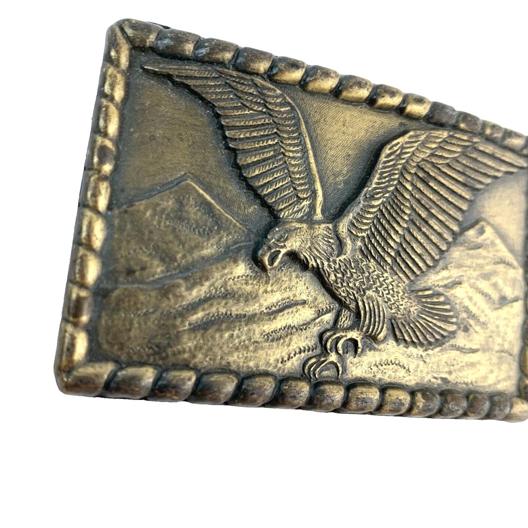 Vintage VINTAGE Flying Attack Hawk Bald Eagle Brass Belt Buckle Men Belt Buckle Metal Western Buckle Eagle Hawk 90s? Size ONE SIZE - 2 Thumbnail