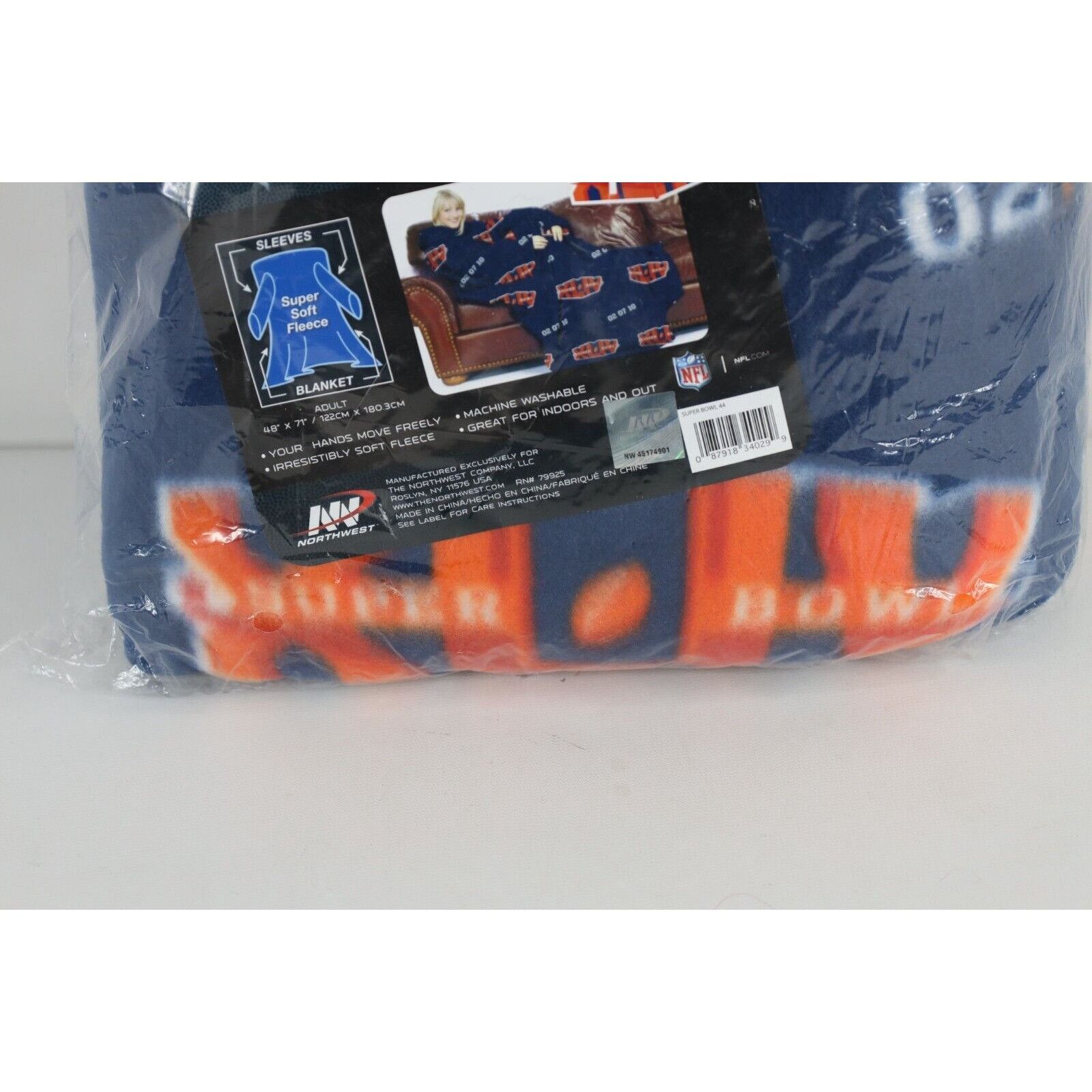 Vintage Deadstock Vintage Y2K Super Bowl XLIV Fleece Blanket Snuggie Size ONE SIZE - 3 Thumbnail