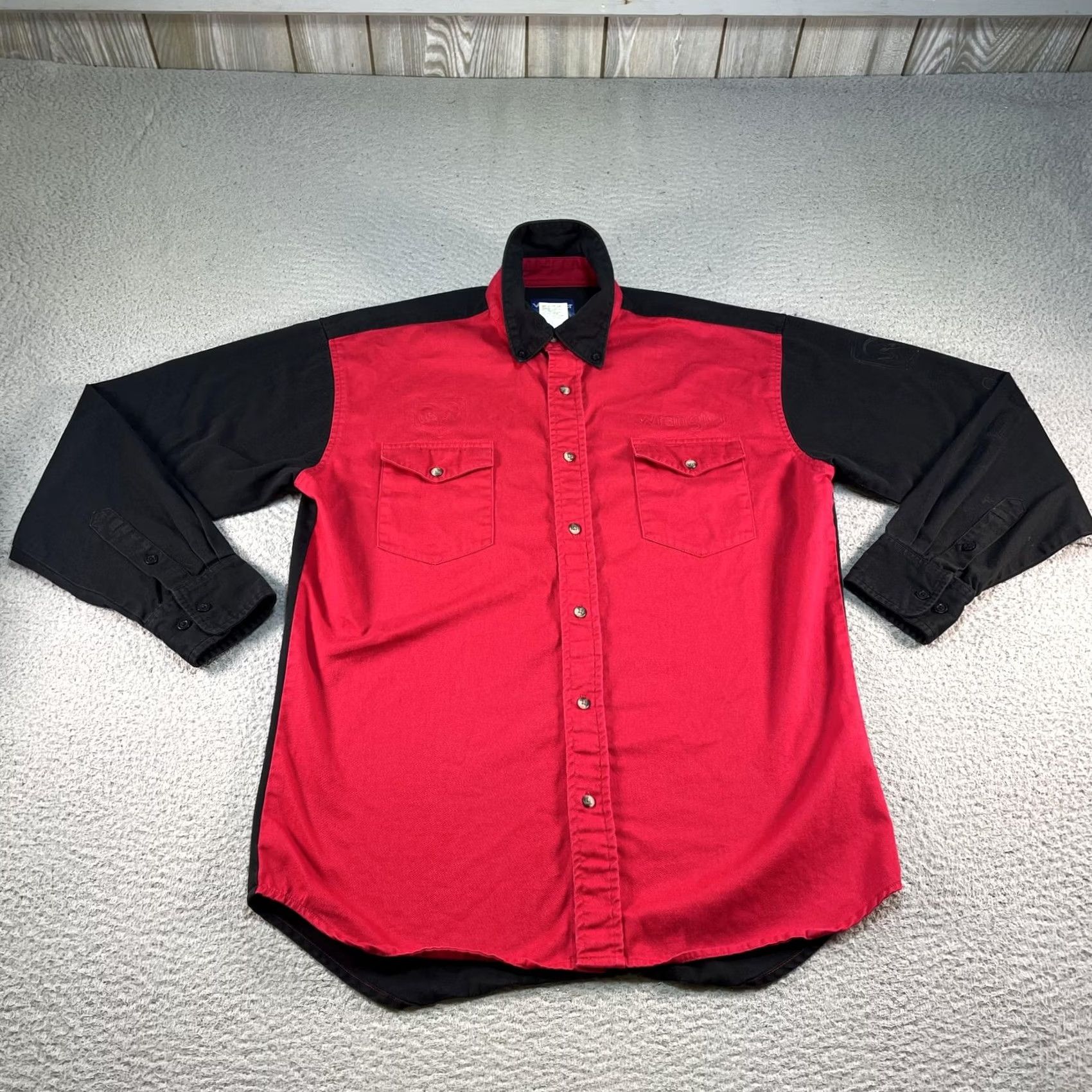 Wrangler Wrangler Shirt Mens Medium Red Dodge Ram Western Button-Down Cotton Twill Two-Tone Colorblock Rodeo Cowboy Ranch Casual Long Sleeve Embroidered Size US M / EU 48-50 / 2 - 2 Thumbnail