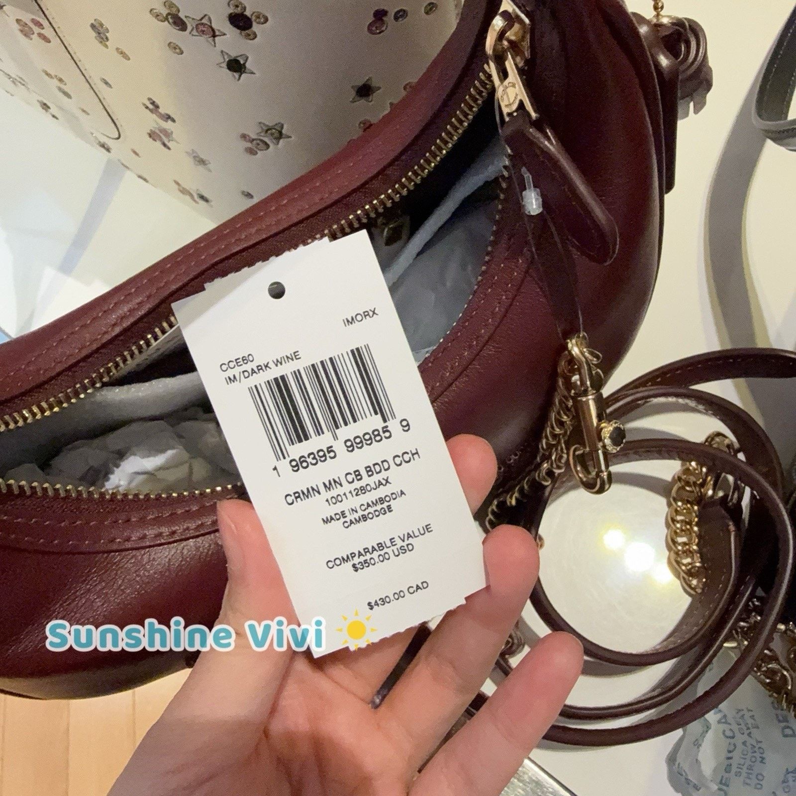 Coach NWT Coach Carmen Mini Crossbody Bag Beaded CCE60 Dark Wine Size ONE SIZE - 7 Thumbnail