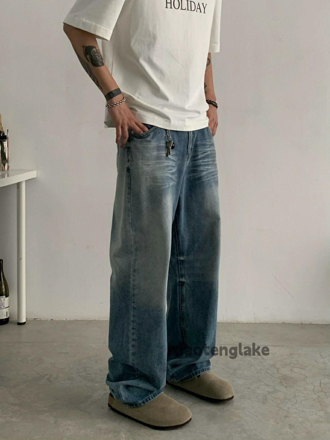 washed faded skate hiphop loose baggy yuppie jeans
