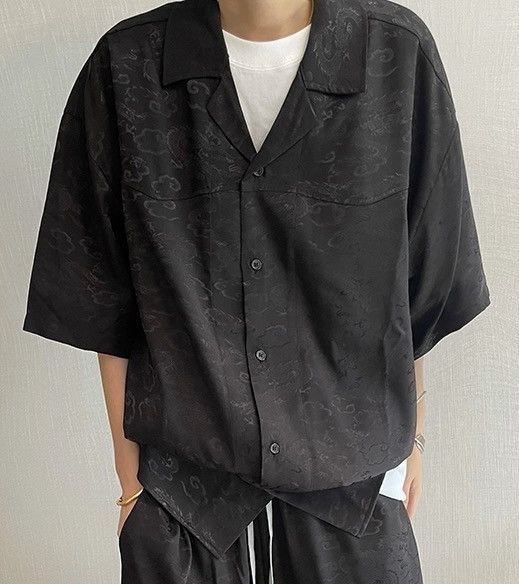 Japanese Brand × Vintage Outdoor retro embroidered dragon jacquard silky shirt Size US XL / EU 56 / 4 - 2 Thumbnail