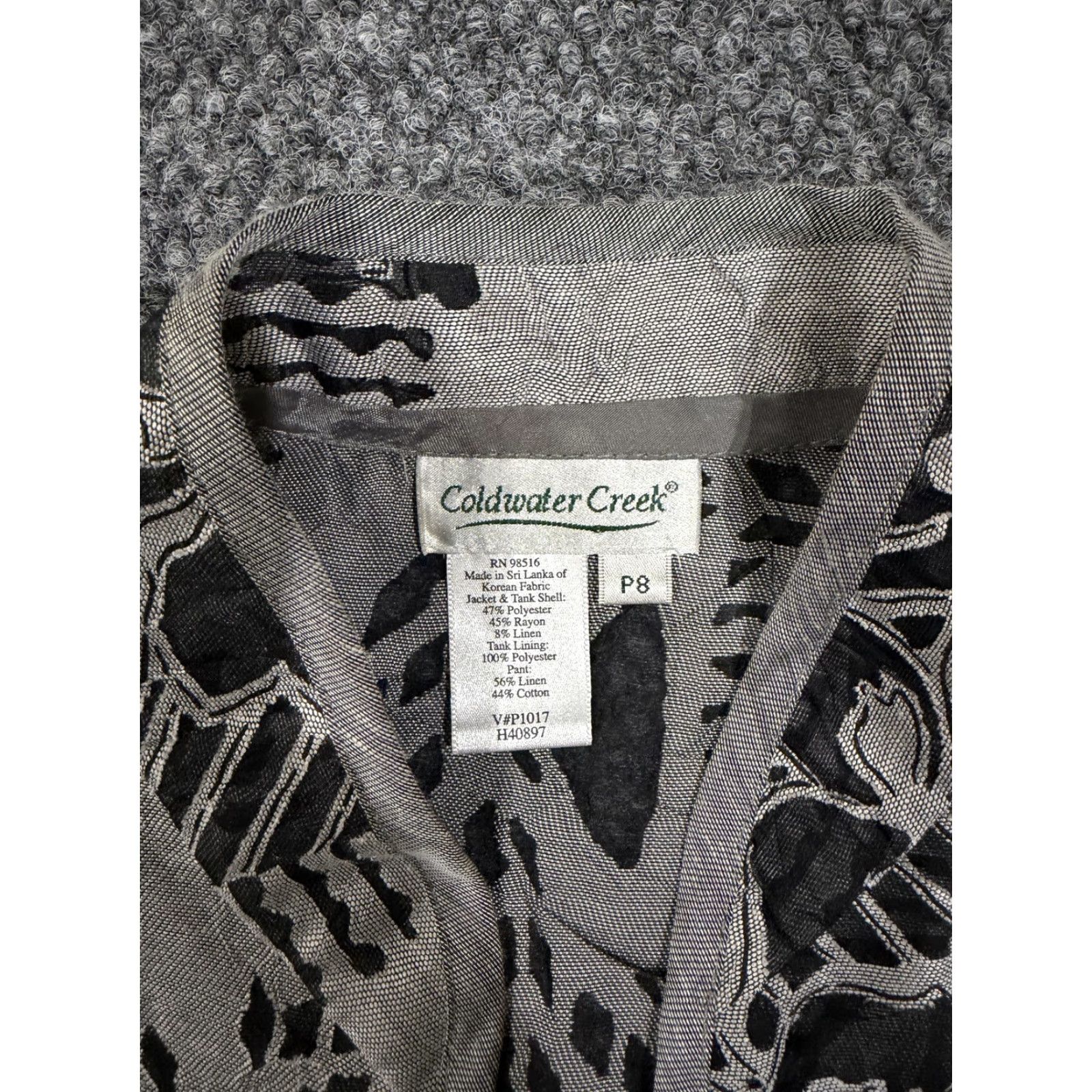 Coldwater Creek VINTAGE Coldwater Creek Jacket Womens Petite 8 Gray Floral Kimono 3/4 Sleeve Open Front Size M / US 6-8 / IT 42-44 - 5 Thumbnail