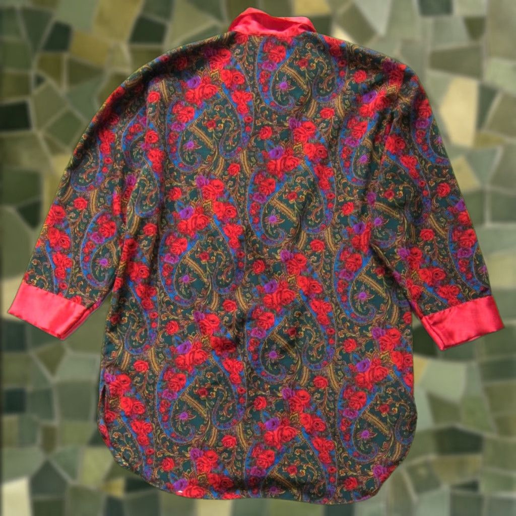 Victoria's Secret VINTAGE Victoria's Secret Red Green Blue Floral Collared Pocket Night Shirt L Size L / US 10 / IT 46 - 1 Thumbnail