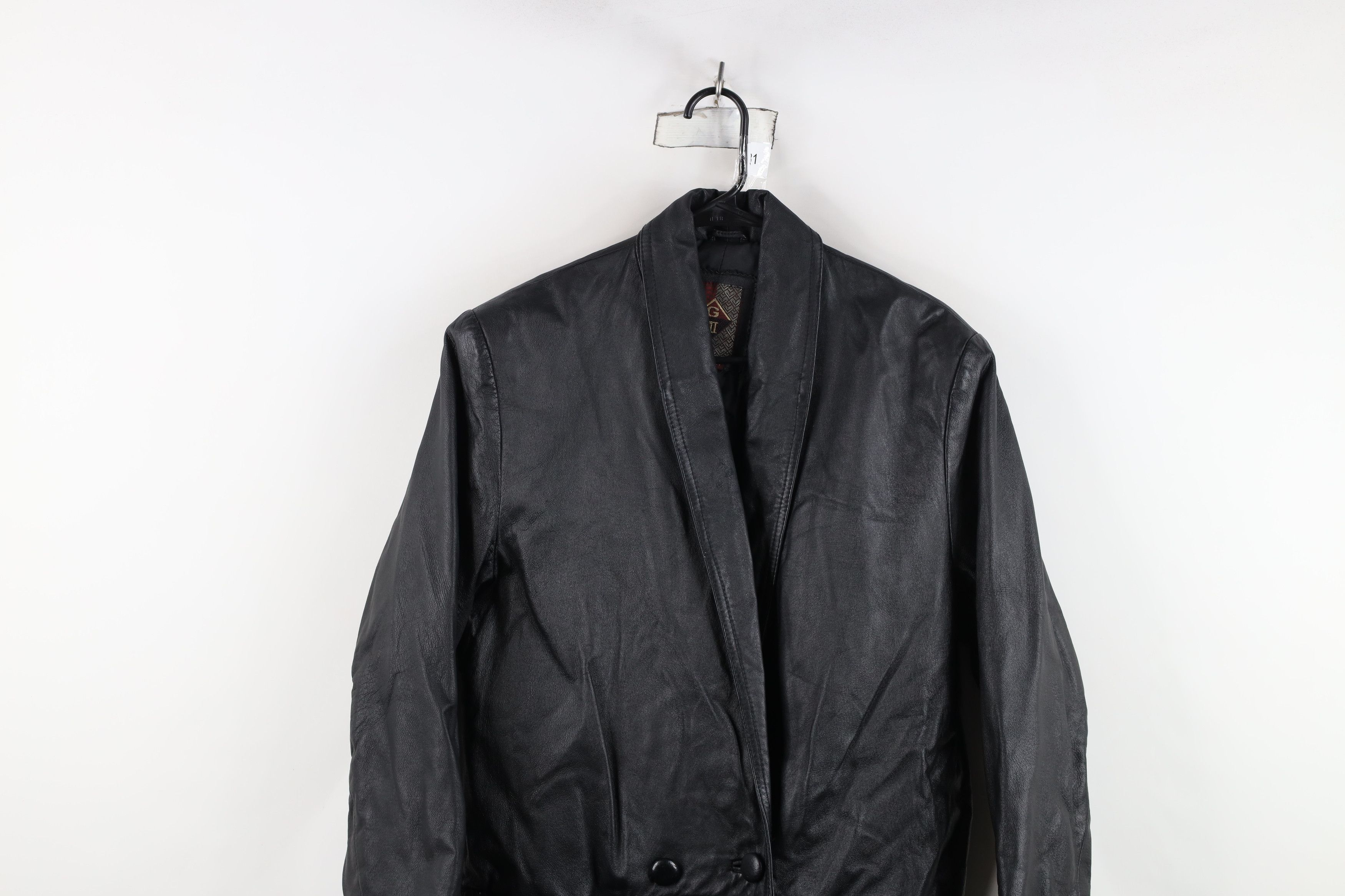 Vintage Vintage 90s Streetwear Leather Trench Coat Jacket Black Size M / US 6-8 / IT 42-44 - 2 Thumbnail