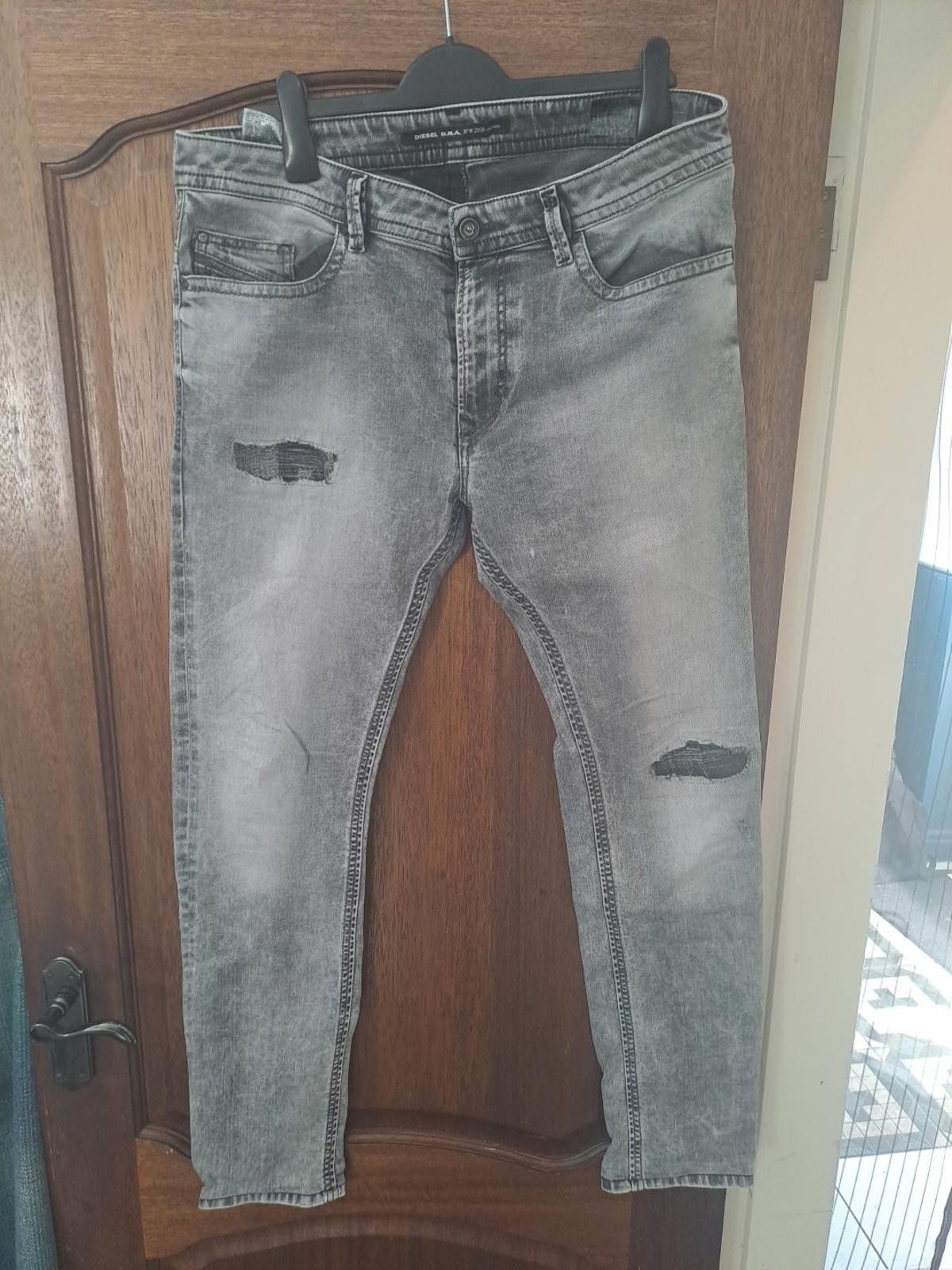 Diesel Diesel Thavar Dna Grey Jeans Mens Size 34/34 Distressed Slim Size US 34 / EU 50 - 1 Thumbnail