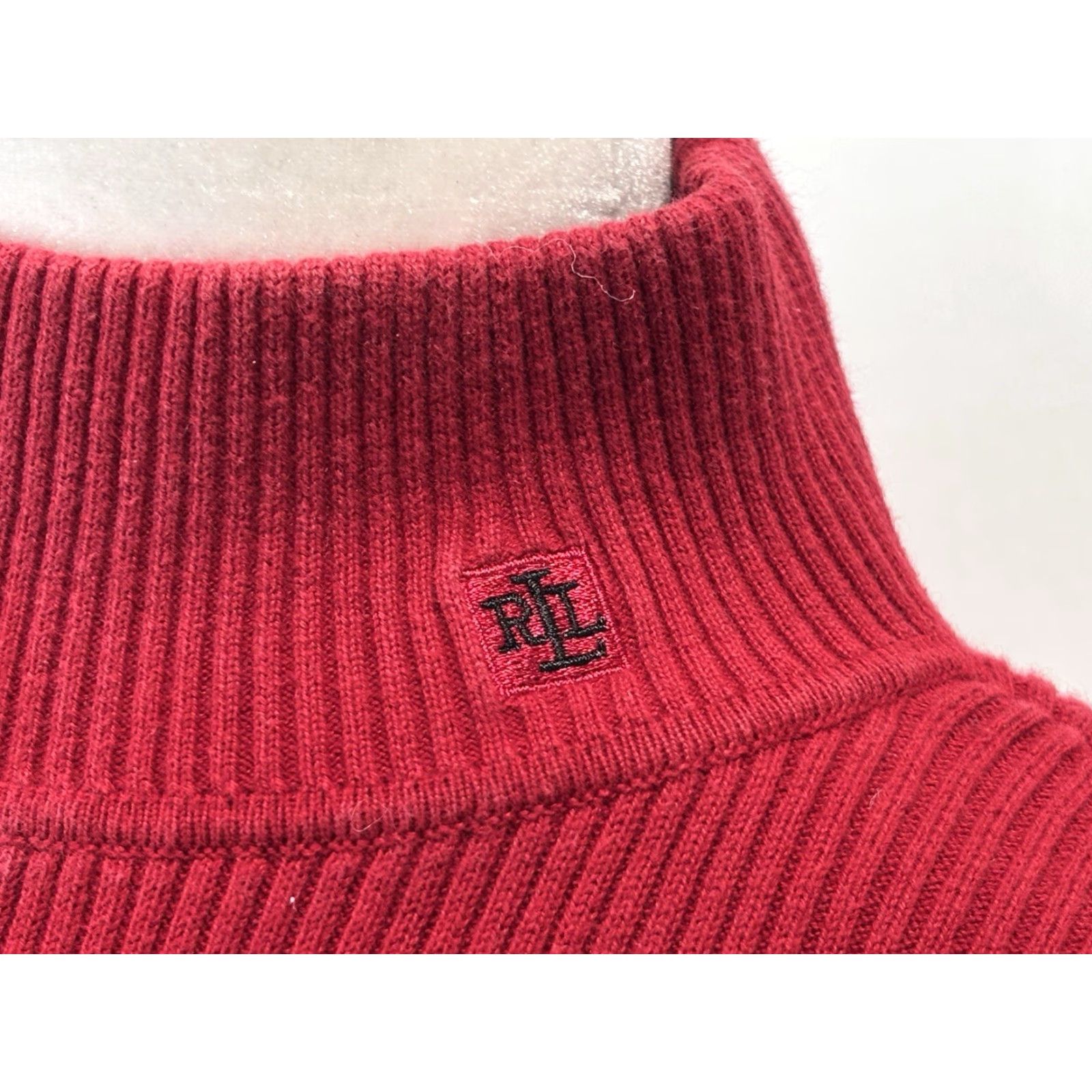 Ralph Lauren VINTAGE Lauren Ralph Lauren Ribbed Mock Turtleneck Sweater Women’s XL Red 90s Preppy Pullover Knit Size XL / US 12-14 / IT 48-50 - 6 Thumbnail