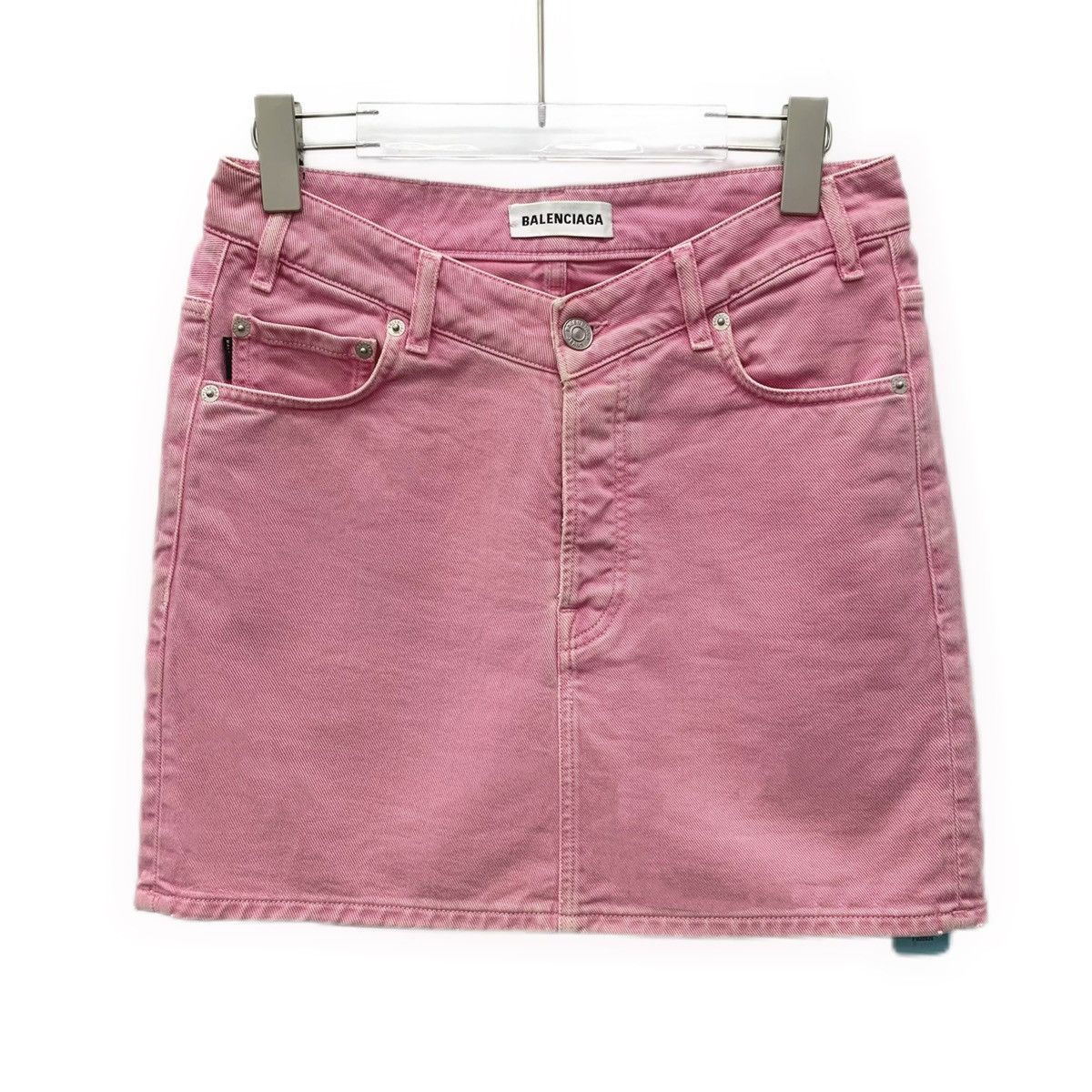 Balenciaga Balenciaga Pink Vintage Washed Denim Casual Skirt K26WX Size 26" / US 2 / IT 38 - 1 Thumbnail