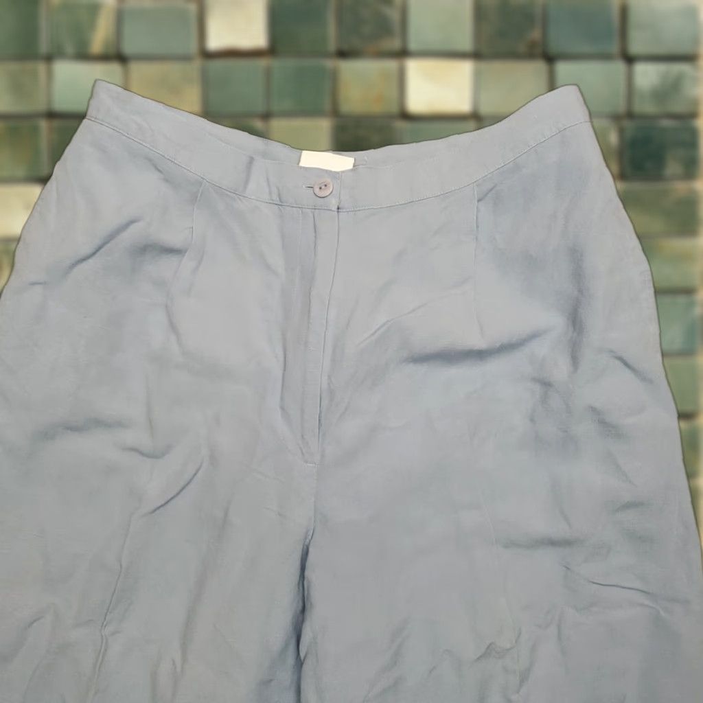 Liz Claiborne Villager Linen Blend Pants Women 16 Blue Pleated Front Classic Summer Comfort Cropped Pockets Zip Linen Rayon Solid Casual Girls Womens Size 38" / US 16 / IT 52 - 1 Thumbnail