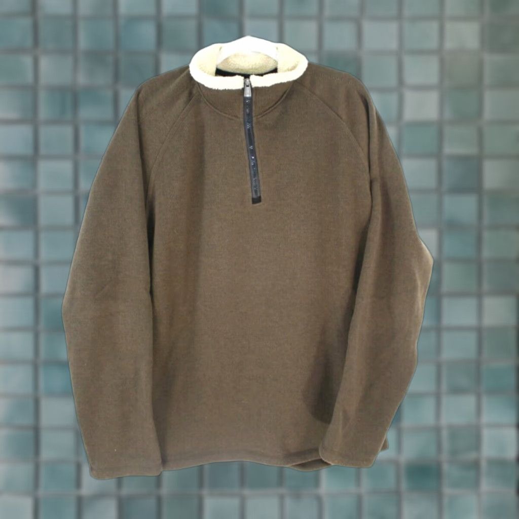 Arrow Arrow Sweatshirt 1/4 Zip Knit Lined Sherpa Brown XL Mens Casual Workwear Winter Busy Professional Gear Size US XL / EU 56 / 4 - 1 Thumbnail