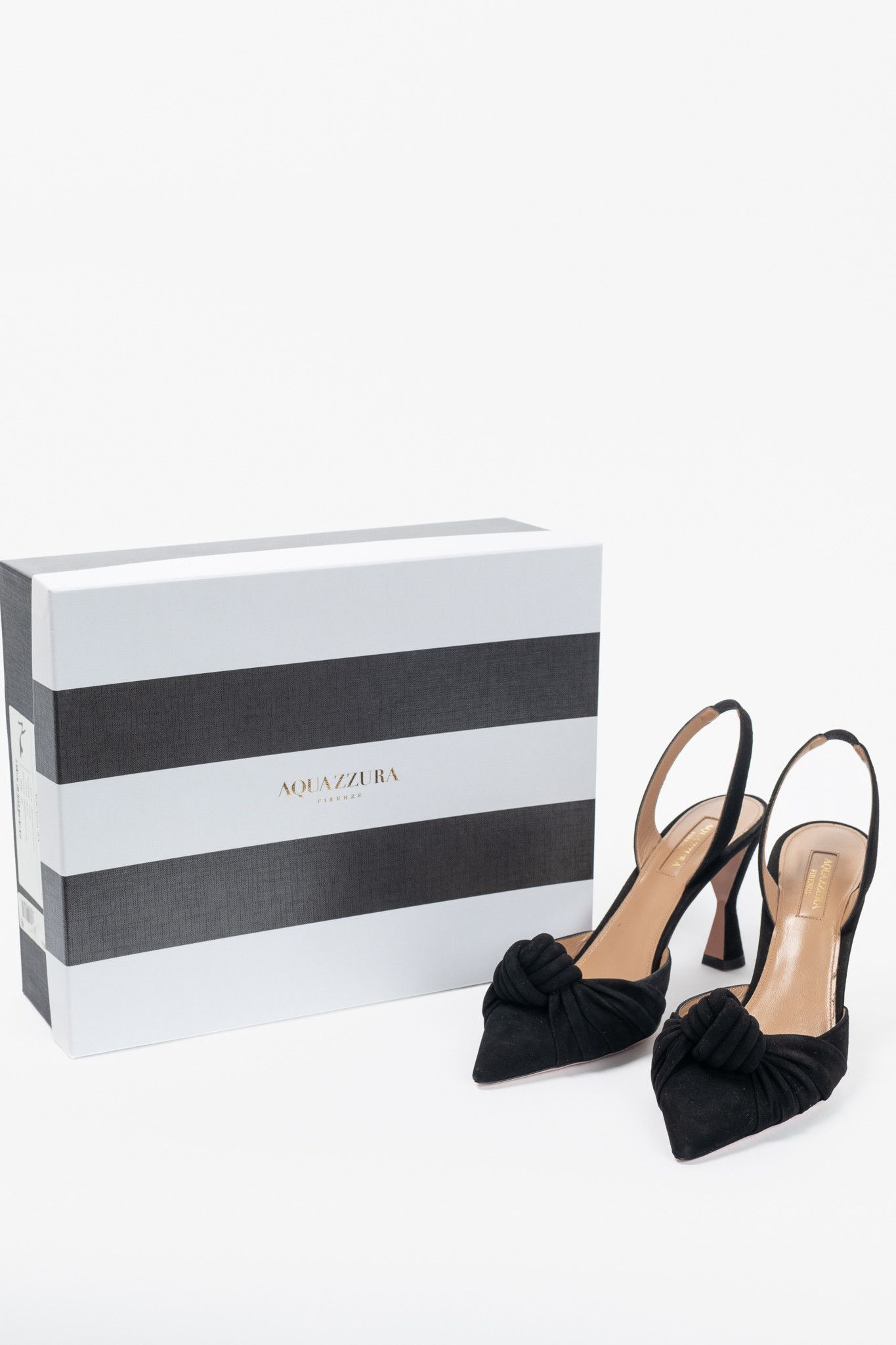 Aquazzura Aquazzura Kiki Sling 85 Black Suede Knotted Heels Size US 7.5 / IT 37.5 - 10 Thumbnail