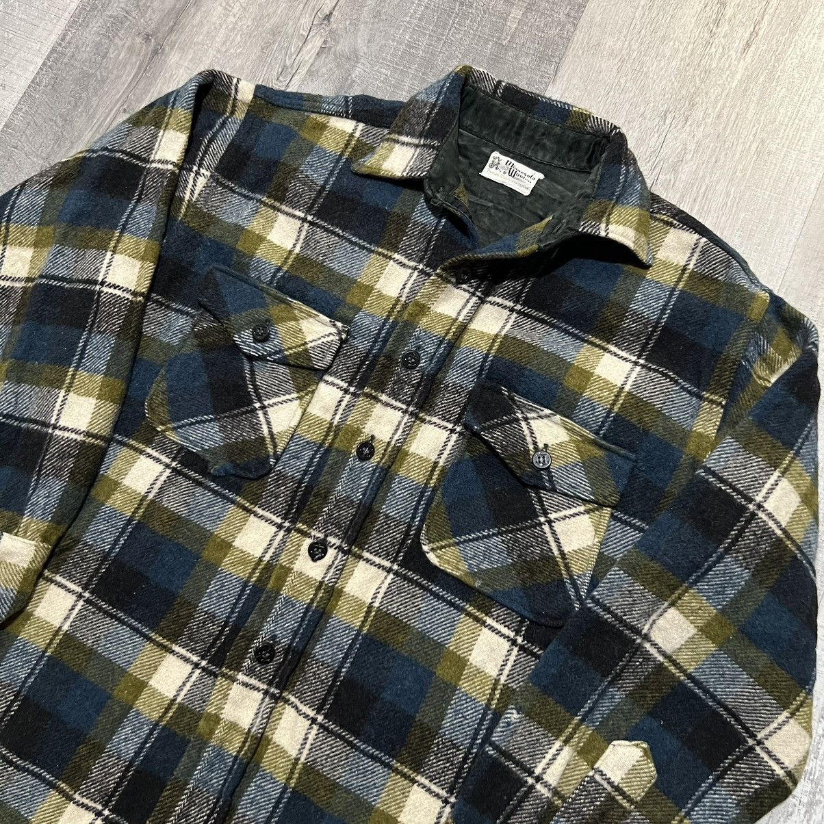 Vintage VTG Minnesota Woolen Mills 50s Plaid Wool Flannel Shirt Size US L / EU 52-54 / 3 - 3 Thumbnail