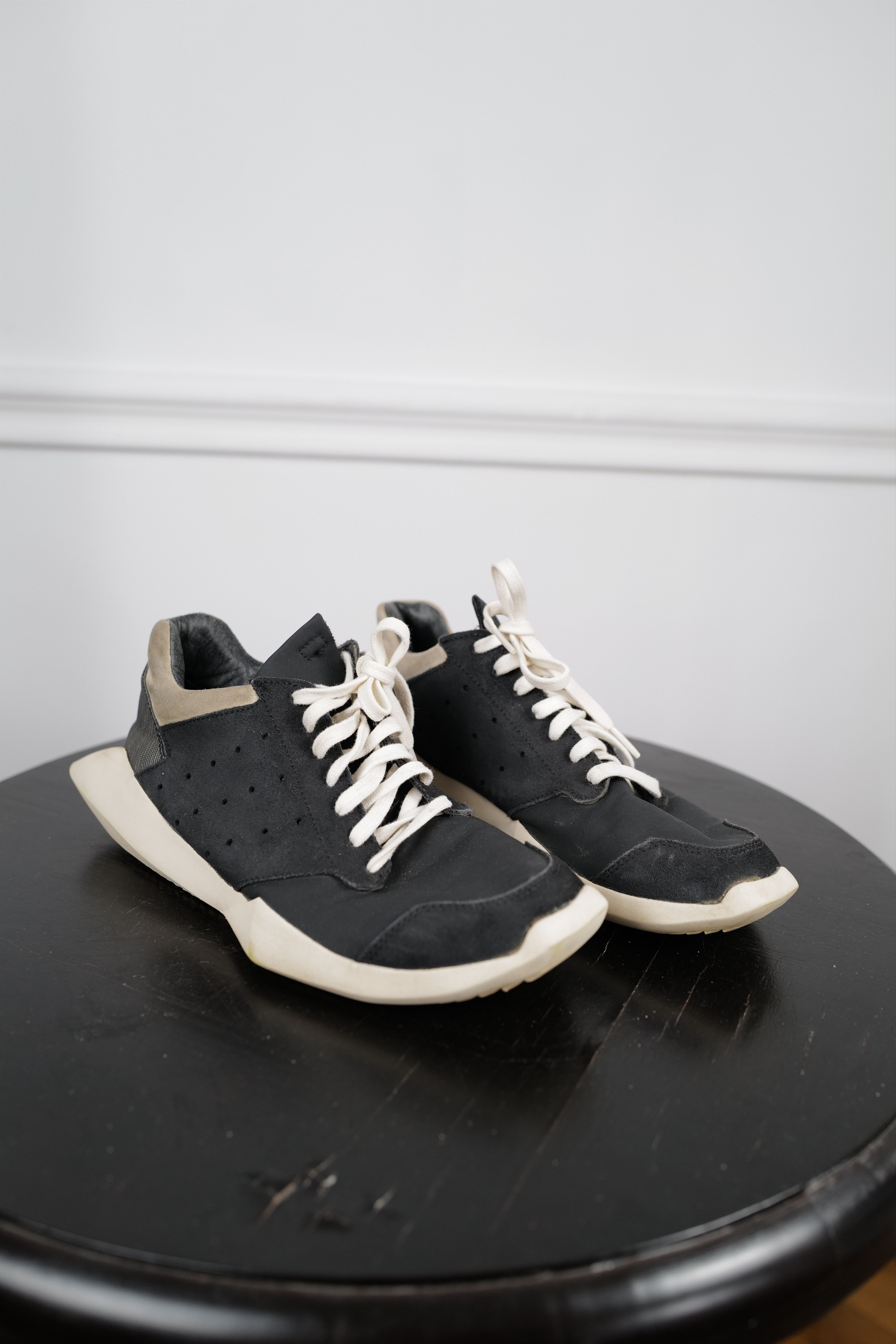adidas gazelle silver green womens Rick Owens x Adidas 'Vicious' Black Leather Tech Runners.  Alex Maxamenko