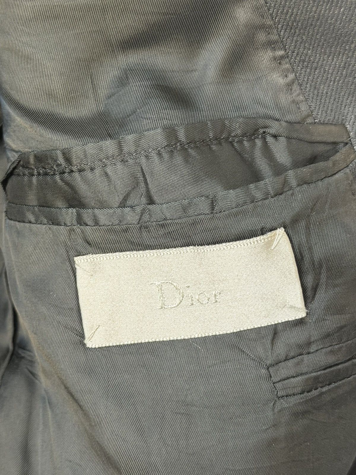 Dior Sample AW03 Luster “Strip” Waxed Distressed Denim Blazer 46 Size 46R - 9 Thumbnail