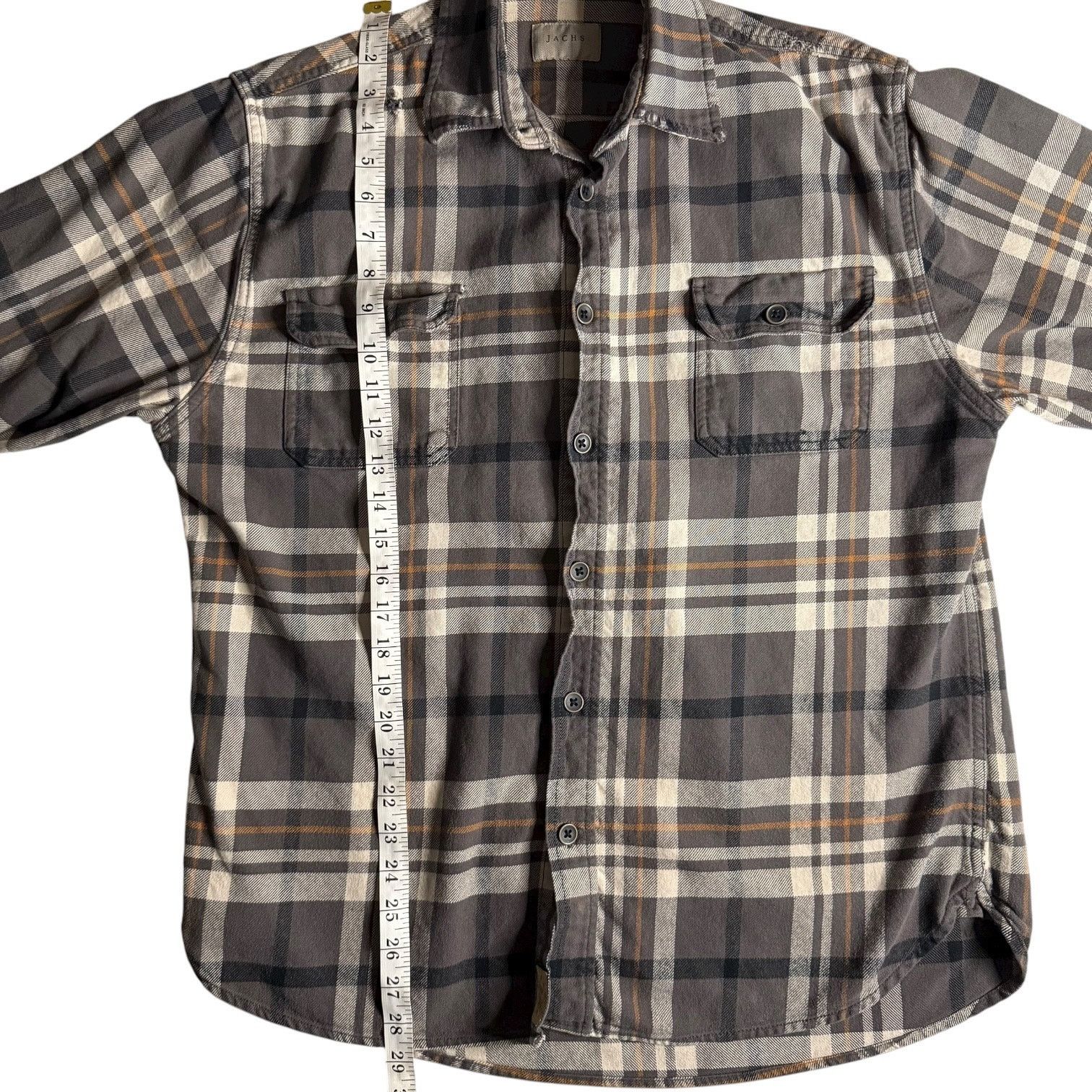 JACHS NY JACHS Men’s Button Front Plaid Flannel Gray Tan Shirt Large Size US L / EU 52-54 / 3 - 13 Thumbnail