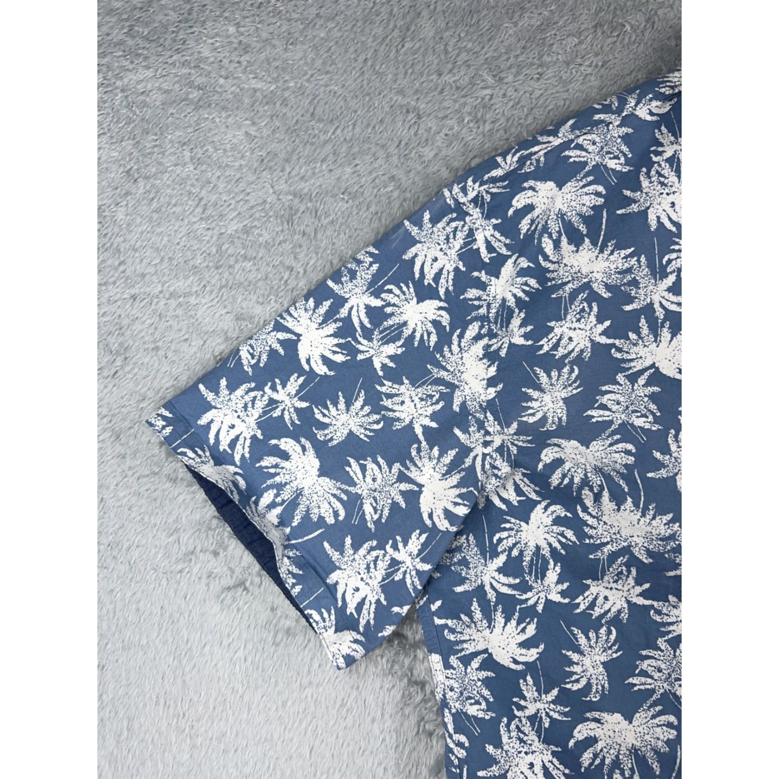Vintage JACHS Shirt Men 2XL White Blue Floral Palm Button Cotton Blend Hawaiian Size US XXL / EU 58 / 5 - 3 Thumbnail