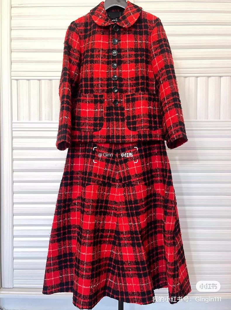 Comme Des Garcons Red plaid woolen suit