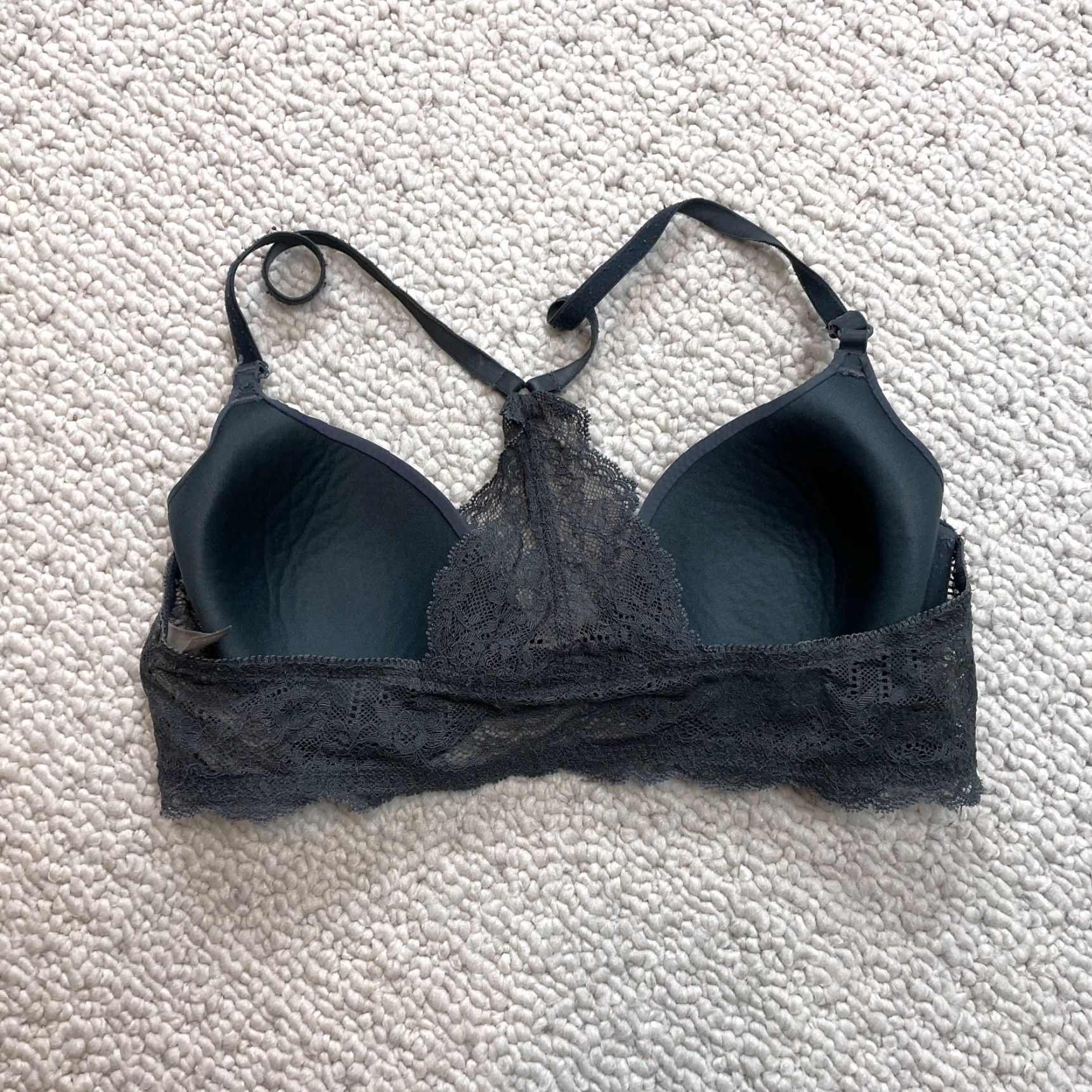 Gap Gap Body Bralette Womens 34 B Gray Lace Racerback Wired Soft Nylon Comfort Size ONE SIZE - 7 Thumbnail