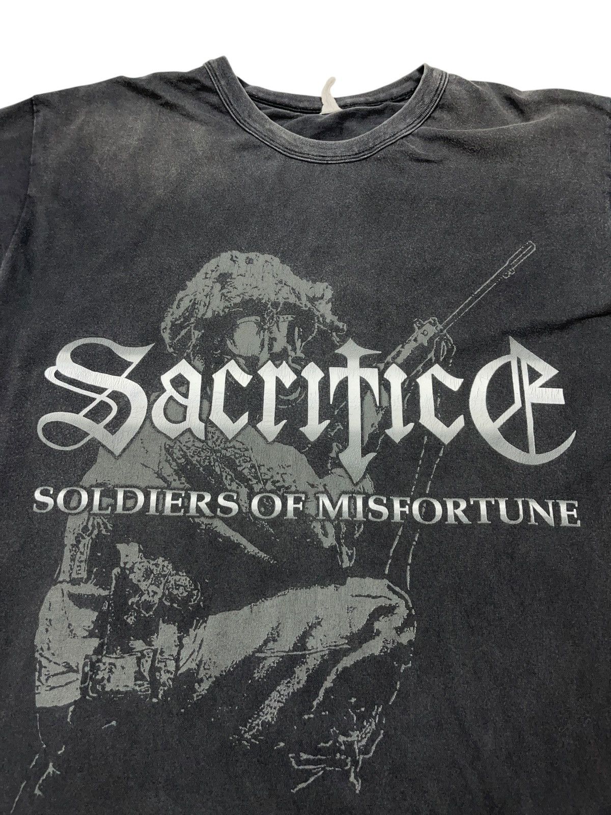 Band Tees × Vintage Vintage 90s Sacrifice Soldiers of Misfortune Faded T-shirt Size US L / EU 52-54 / 3 - 4 Thumbnail