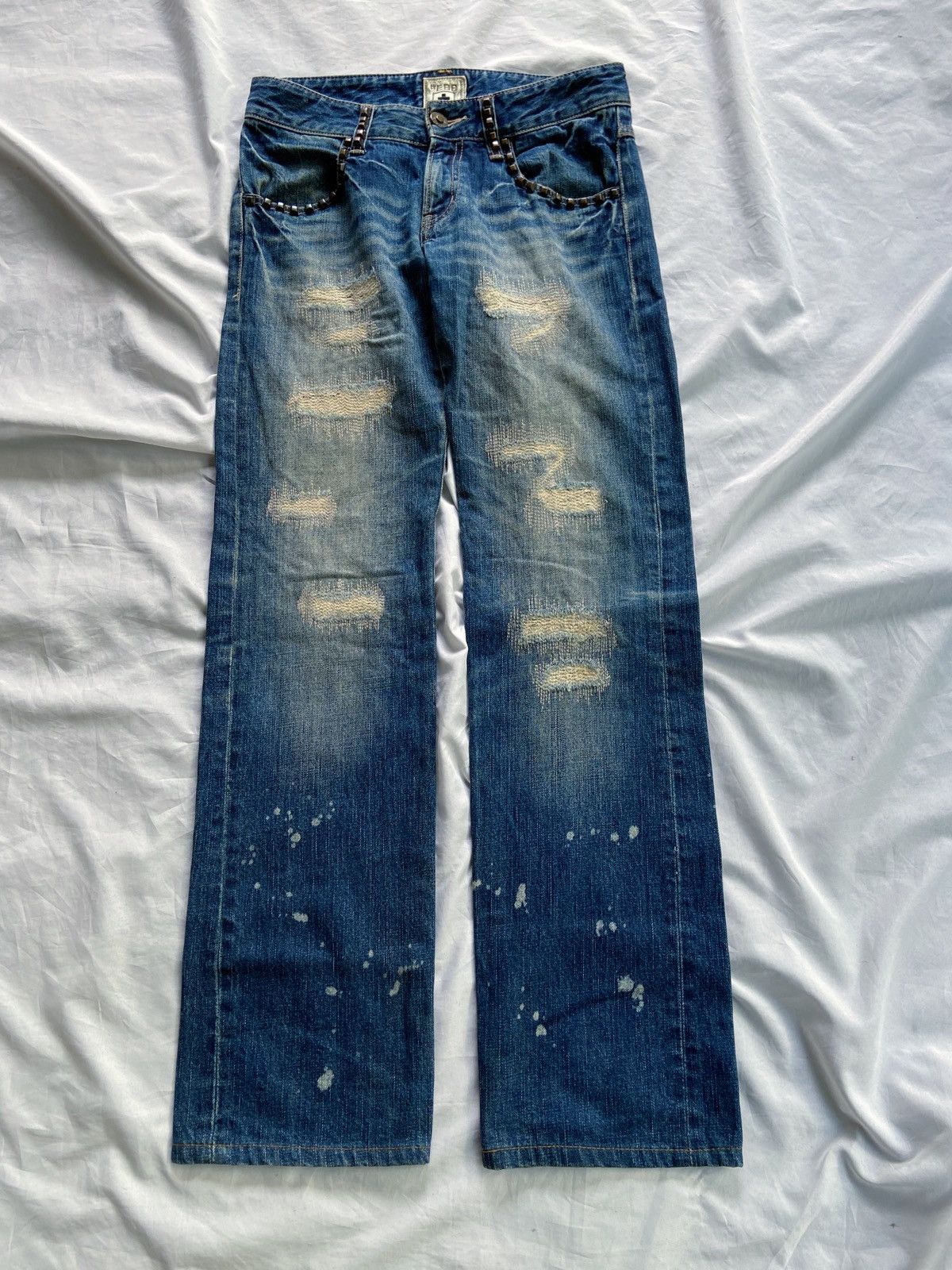 PPFM COOK JEANS #E99 DISTRESSED PUNK DENIM Size US 31 - 19 Thumbnail