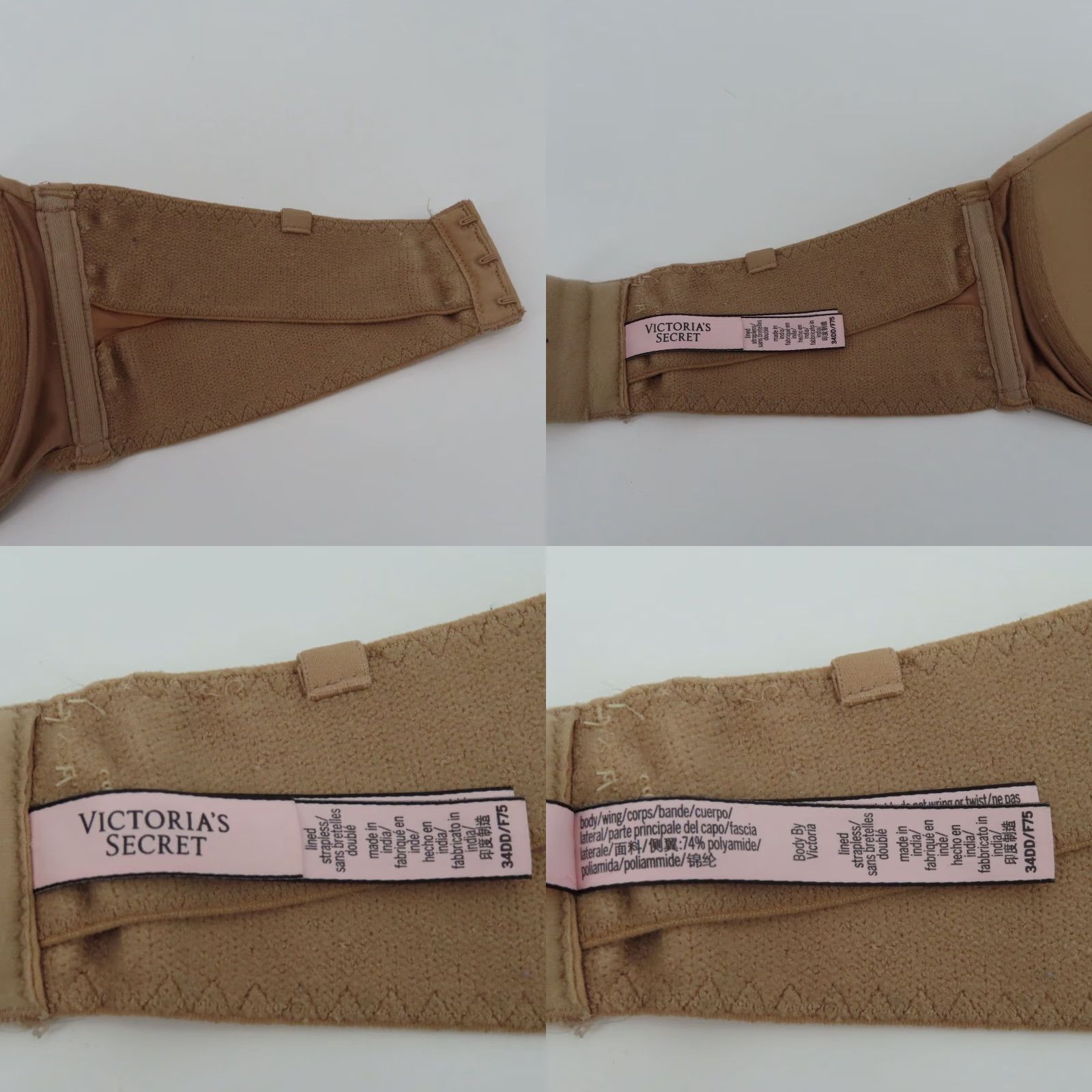 Victoria's Secret Victoria's Secret Body by Victoria Strapless Underwire Padded 34DD Beige Bra (T-Shirt) Womens Size ONE SIZE - 9 Thumbnail