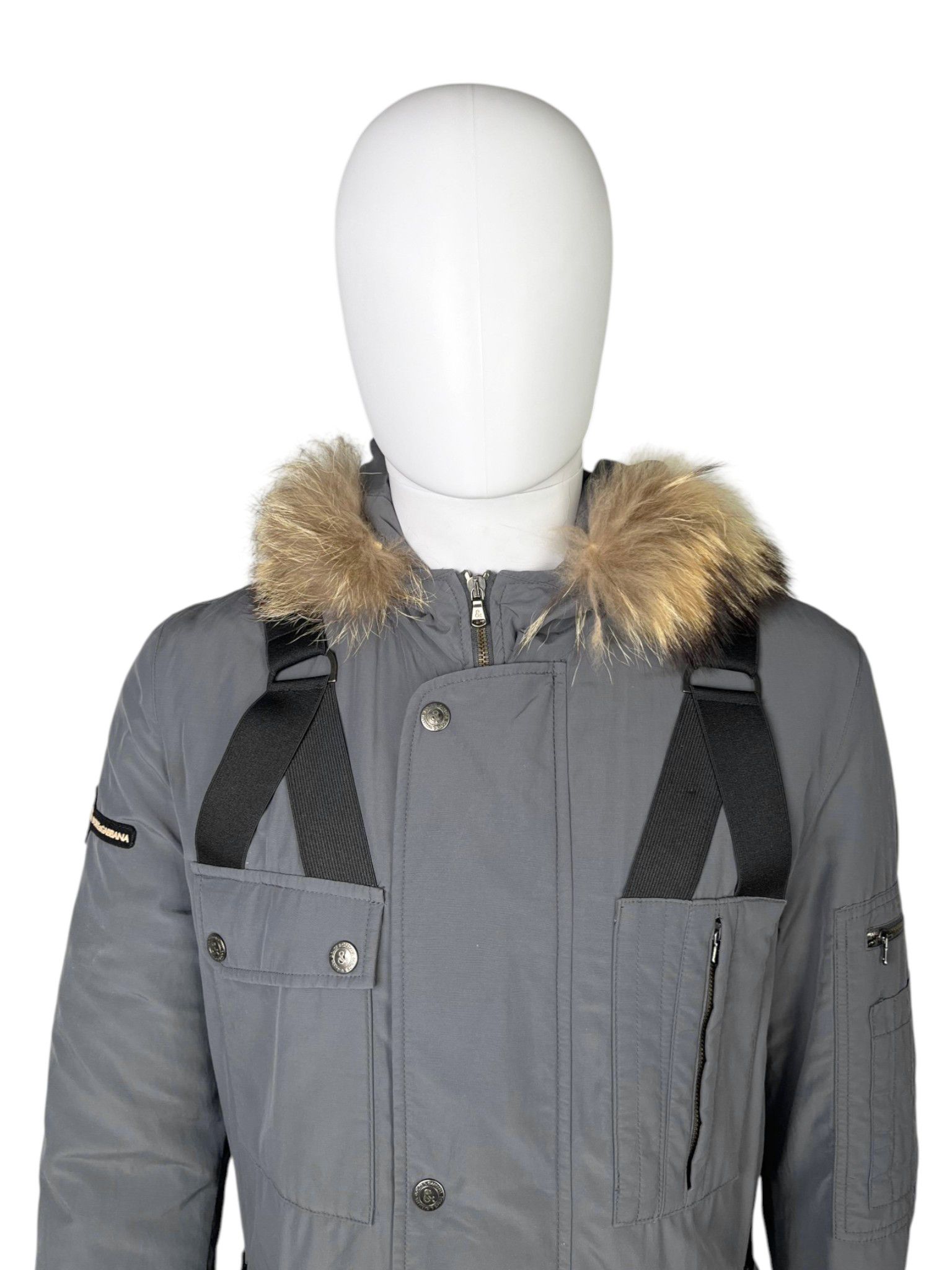 Dolce & Gabbana A/W 2003 Bondage Grey Technical Parka with Fur-Trimmed Hood Size US M / EU 48-50 / 2 - 7 Thumbnail
