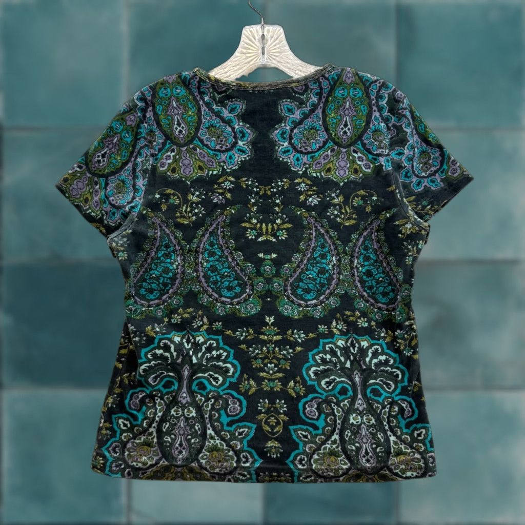 Gloria Vanderbilt VINTAGE Y2K Gloria Vanderbilt Shirt L Black Blue Paisley Victorian Edwardian Graphic Boho Womens L Size L / US 10 / IT 46 - 1 Thumbnail