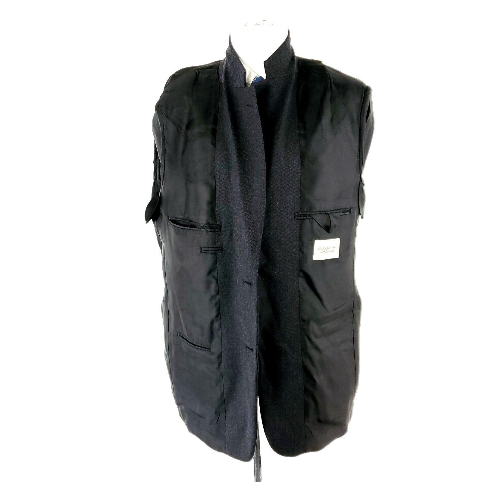 Pronto Uomo Pronto Uomo 100% Lambswool Tweed 2 Button Sport Coat 42L Gra Size 42L - 9 Thumbnail