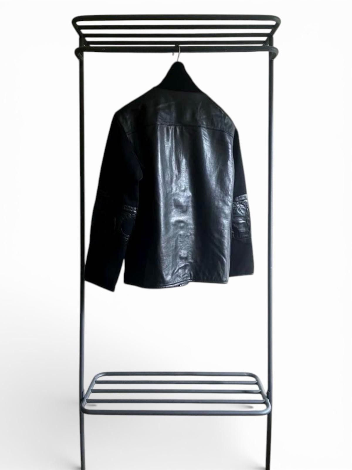Prada Prada - Black Leather and Wool Zip-Up Jacket Size US L / EU 52-54 / 3 - 4 Thumbnail