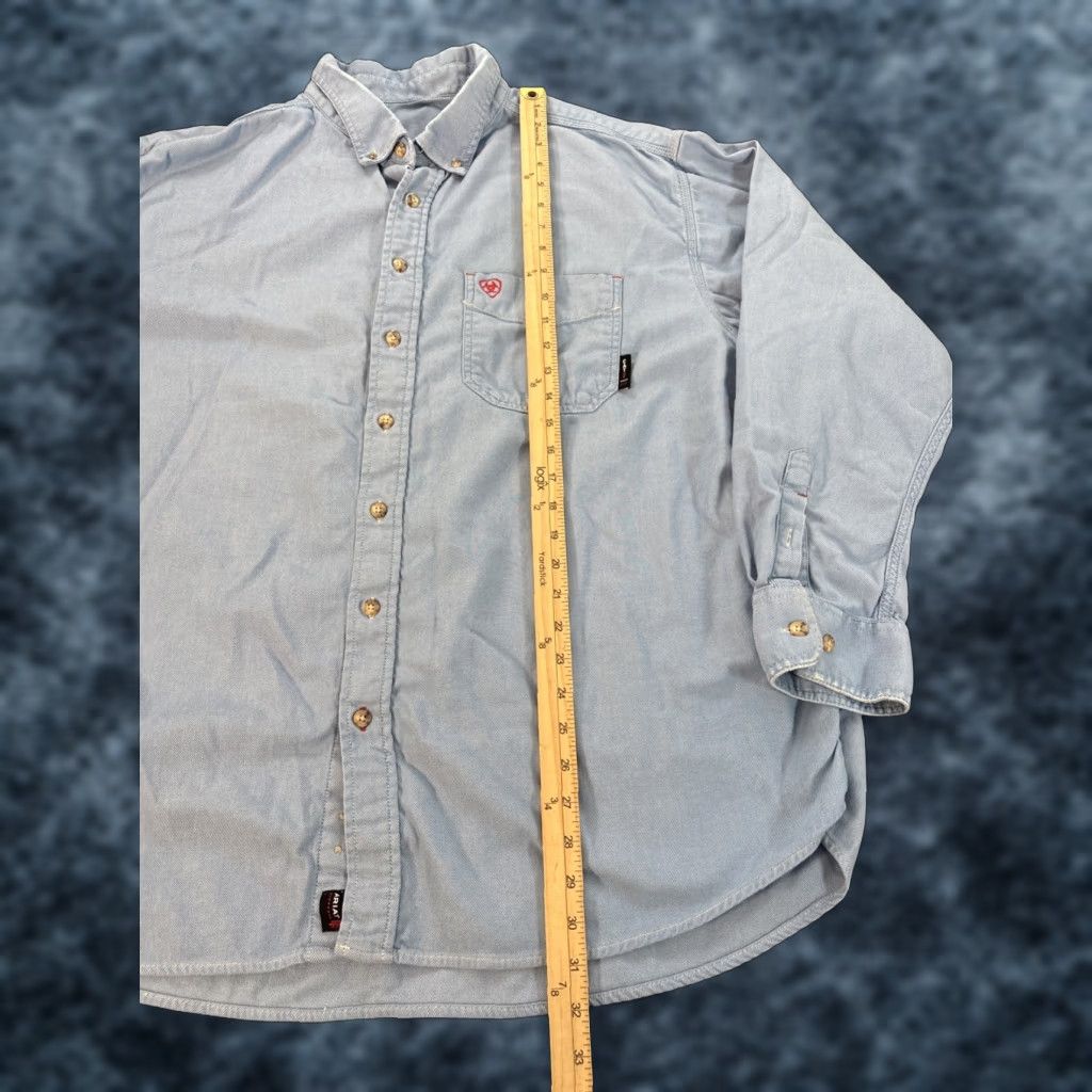 Ariat Ariat Work FR Shirt Mens 3XL Blue Flame Resistant CAT 2 Button Up Safety Shirt Size US XXL / EU 58 / 5 - 1 Thumbnail