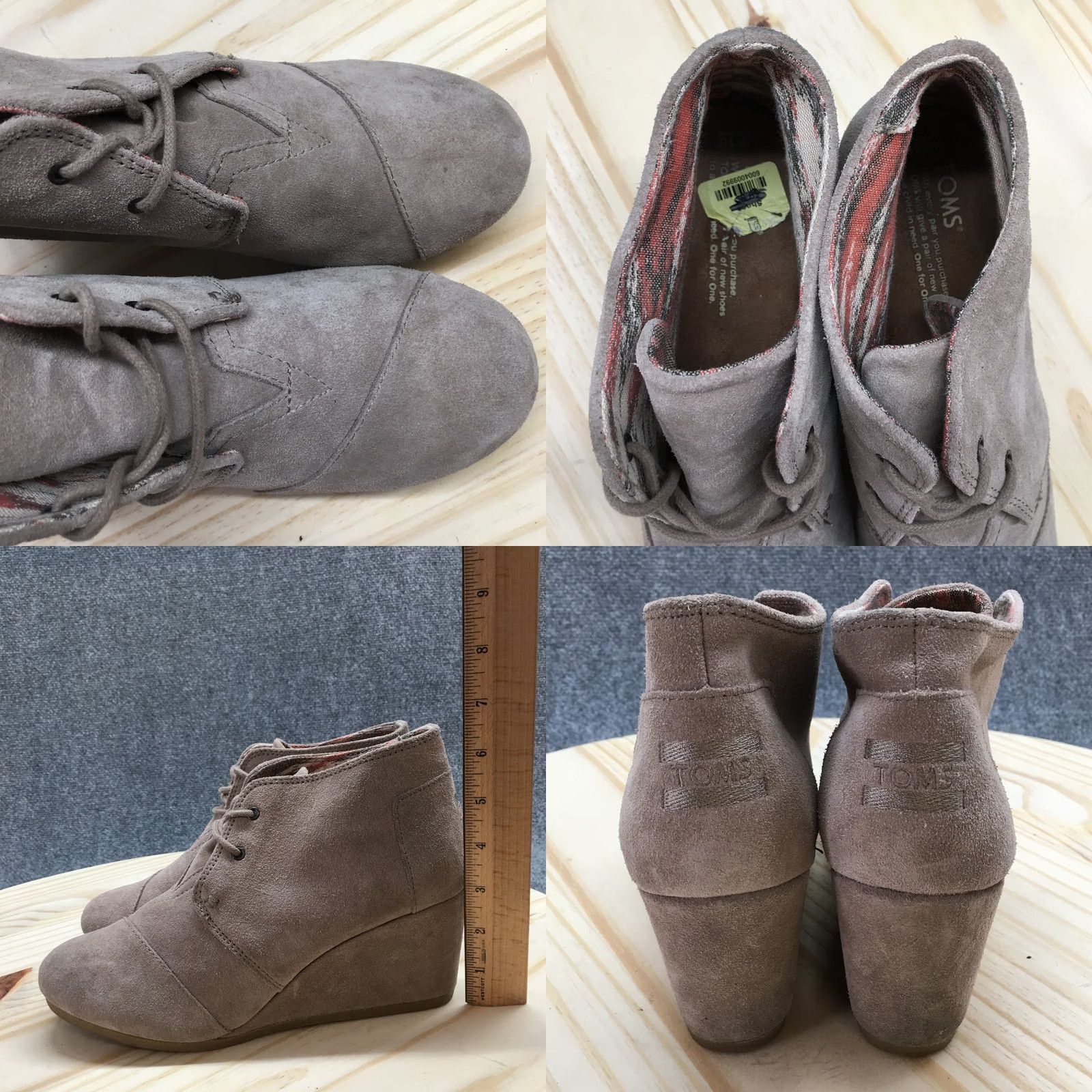 Toms TOMS Ankle Boots Womens 10 Brown Desert Round Toe Laced Up Wedge Heel Suede Boots Size US 10 / IT 40 - 8 Thumbnail