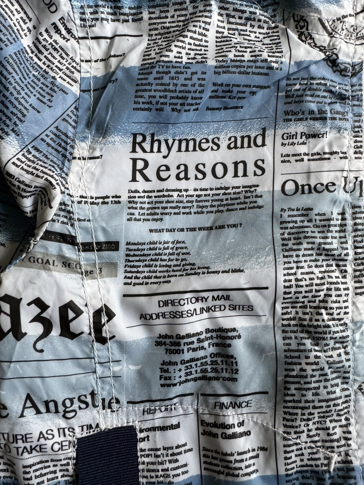 John Galliano John Galliano Iconic Newspaper Print Hooded Jacket Size US XXS / EU 40 - 8 Thumbnail