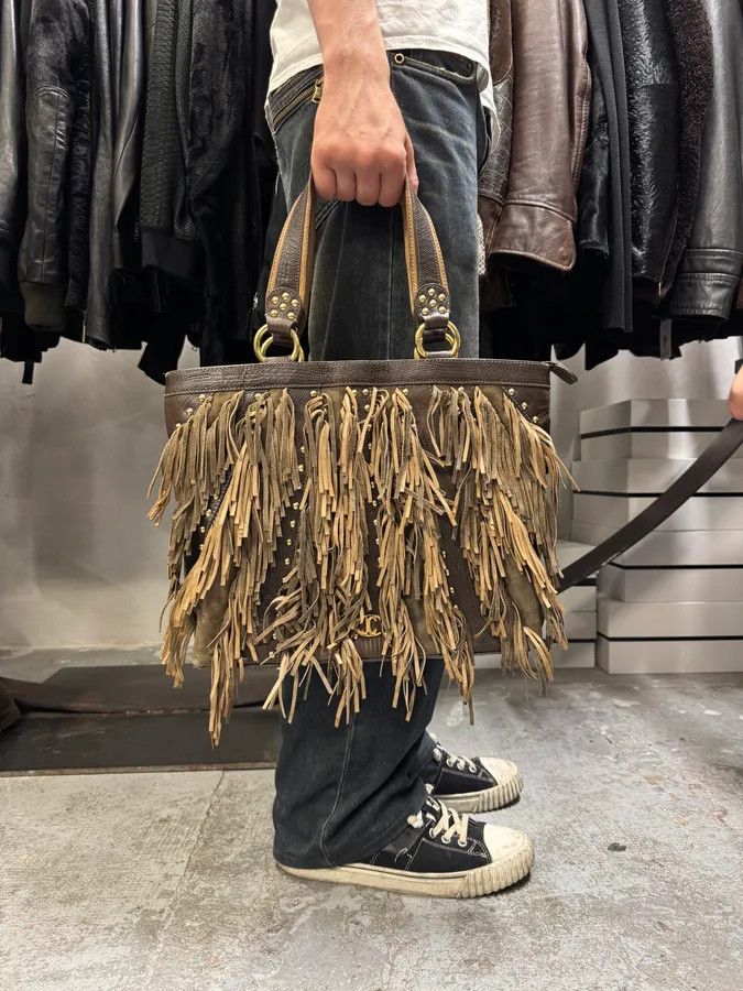 Just Cavalli × Vintage AW2010 Cavalli Fringe Cowboy Brown Leather Handle Bag Size ONE SIZE - 1 Thumbnail