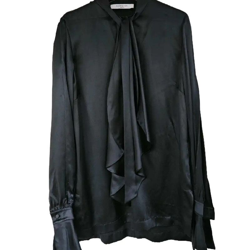 Givenchy Givenchy Black Silk Long-Sleeve Blouse 0089 Size S / US 4 / IT 40 - 1 Thumbnail