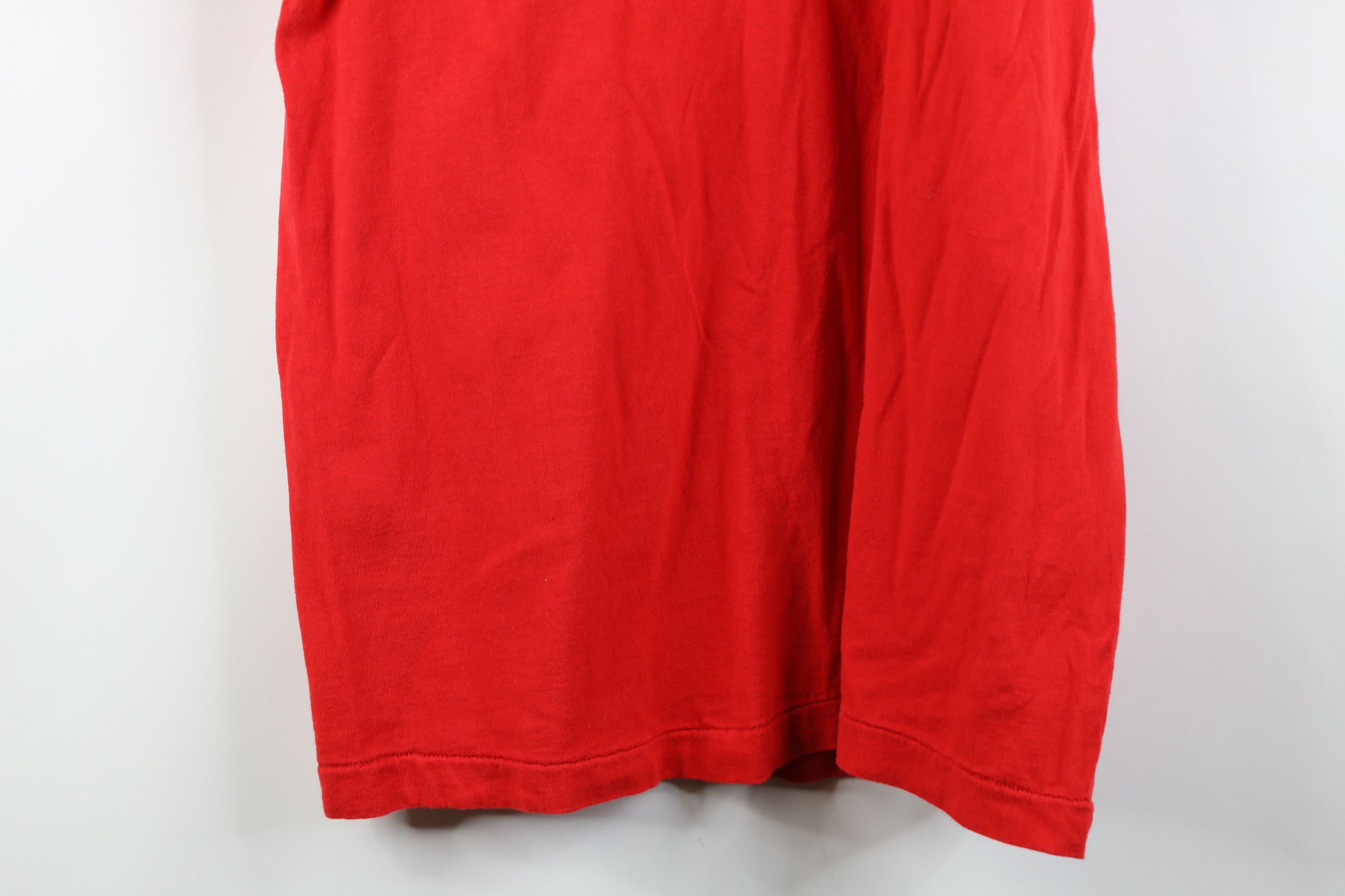 Vintage Vintage 90s Streetwear Blank Cotton T-Shirt Pocket Red USA Size US XL / EU 56 / 4 - 12 Thumbnail