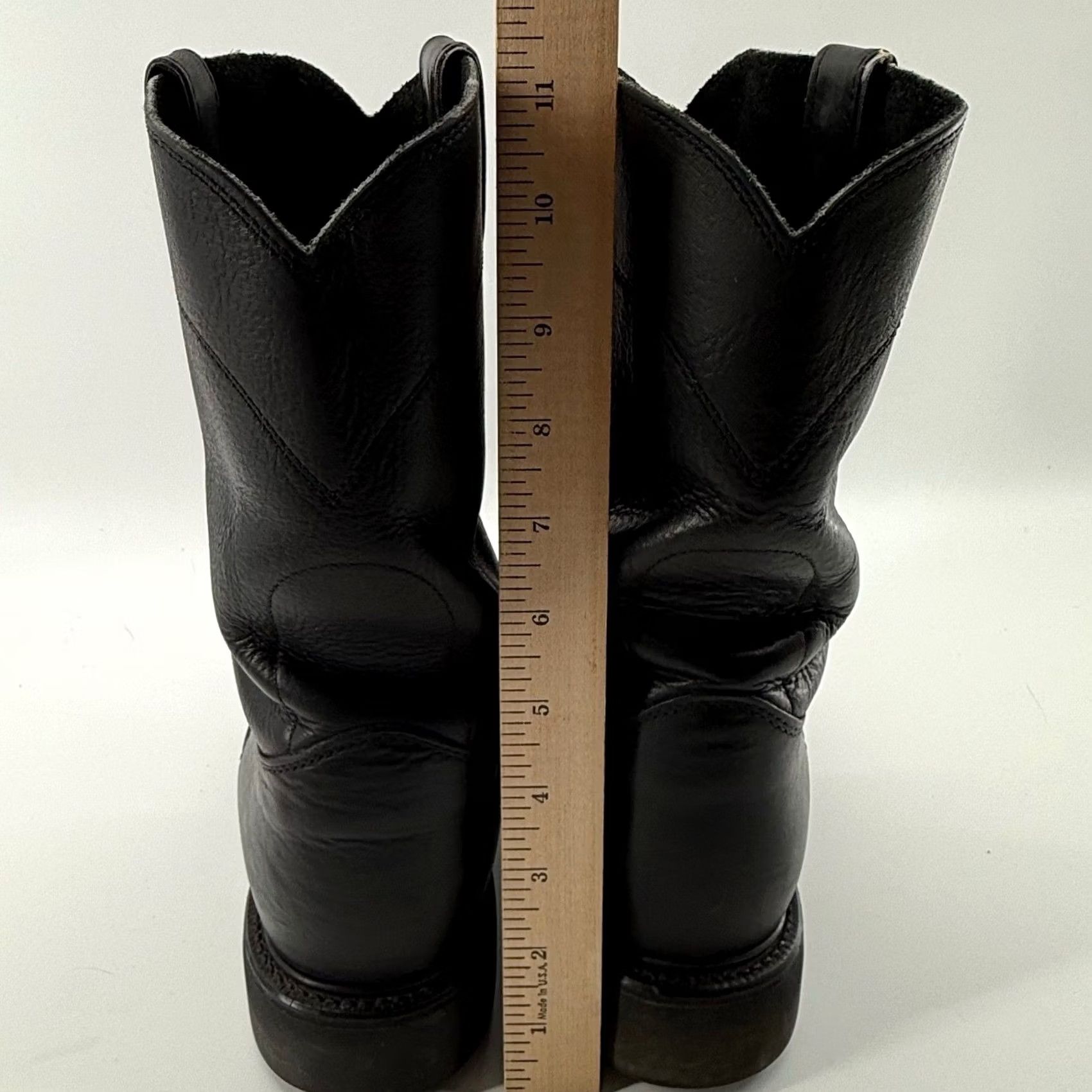 Vintage VINTAGE Justin Boots Western Roper Conductor Boots Black Leather 10.5 D USA Made EH Rated Mens Size US 11 / EU 44 - 7 Thumbnail