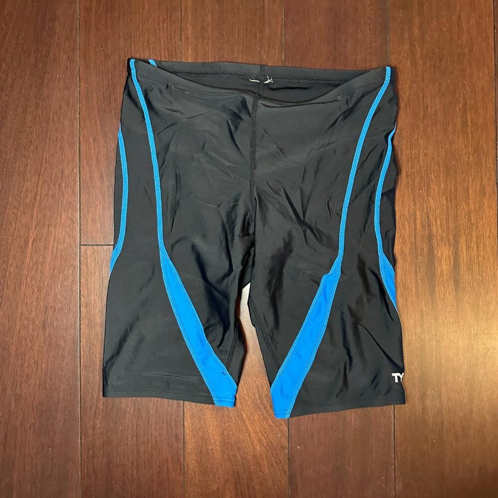 Charles Tyrwhitt TYR Men’s Swim Jammer – Black with Blue Accents – Size M/L Size US 32 / EU 48 - 4 Thumbnail