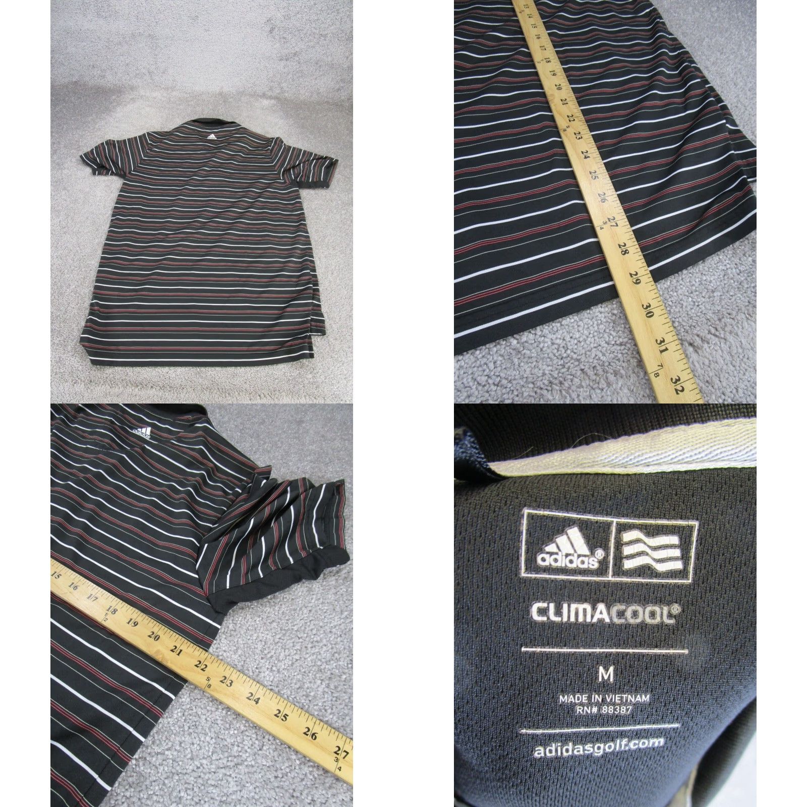 Adidas adidas Golf Polo Shirt Mens Medium Black Striped Short Sleeve Climacool Size US M / EU 48-50 / 2 - 4 Thumbnail