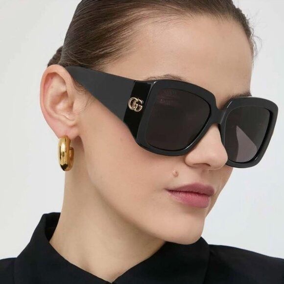 Gucci Gucci GG1402SA 001 Sunglasses Black Square Frame, Grey Size ONE SIZE - 3 Thumbnail