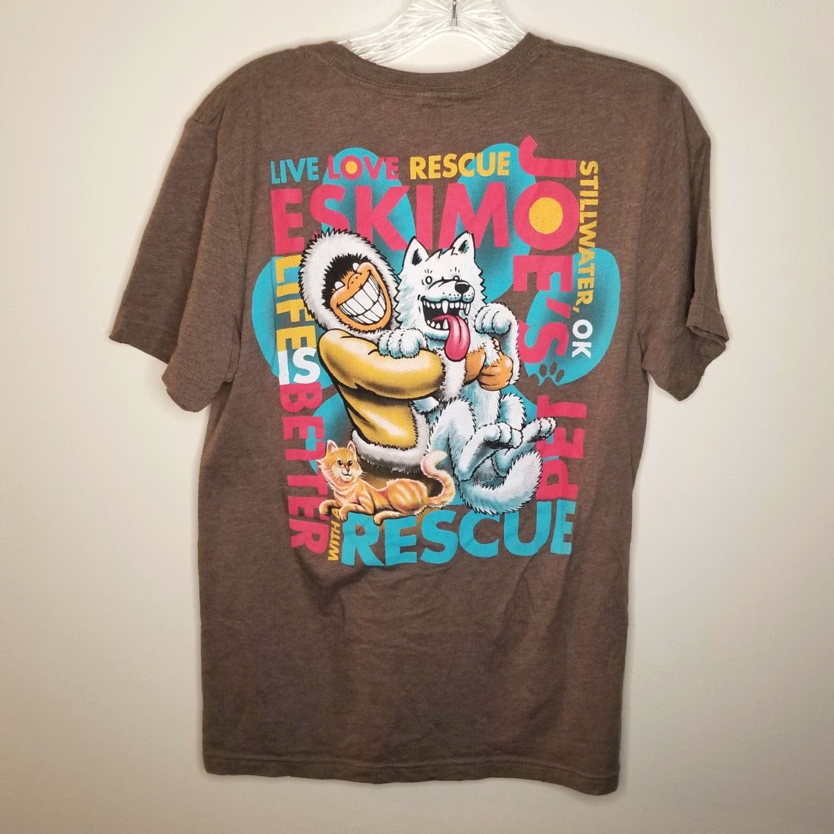 Olive Canvas Womens Brown Short Sleeve Live Love Rescue T-Shirt M Size M / US 6-8 / IT 42-44 - 3 Thumbnail