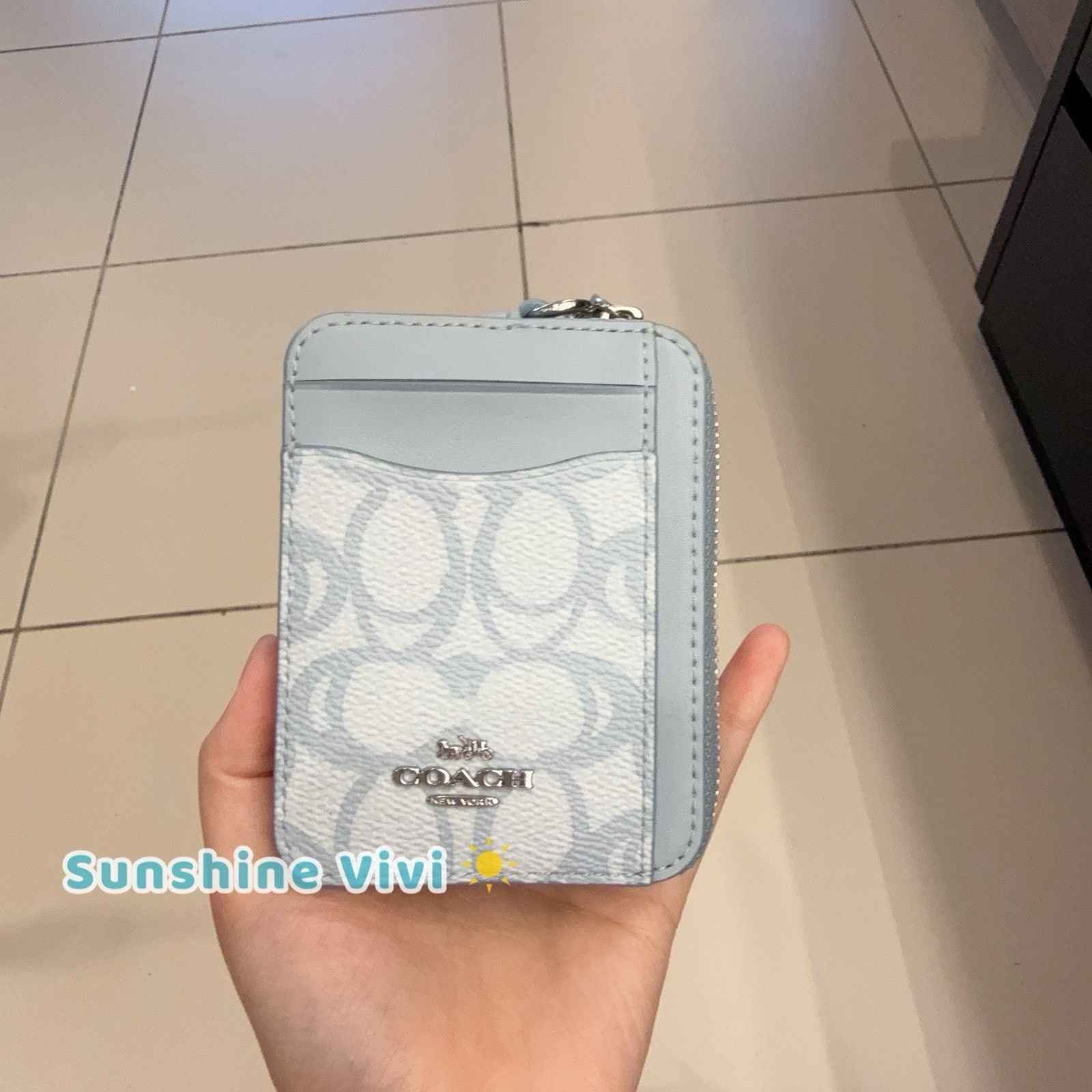 Coach NWT Coach Zip Card Case Sketch Canvas Ice Blue CBL78 Size ONE SIZE - 1 Thumbnail