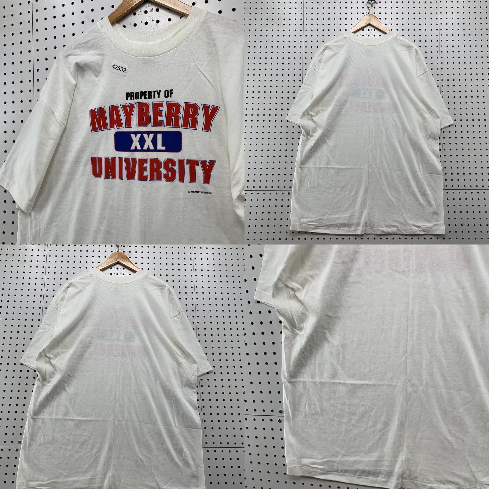 Vintage VTG 90s Mayberry University Shirt Mens XL White Graphic Print Crew Neck Short Sleeve USA Size US XL / EU 56 / 4 - 8 Thumbnail
