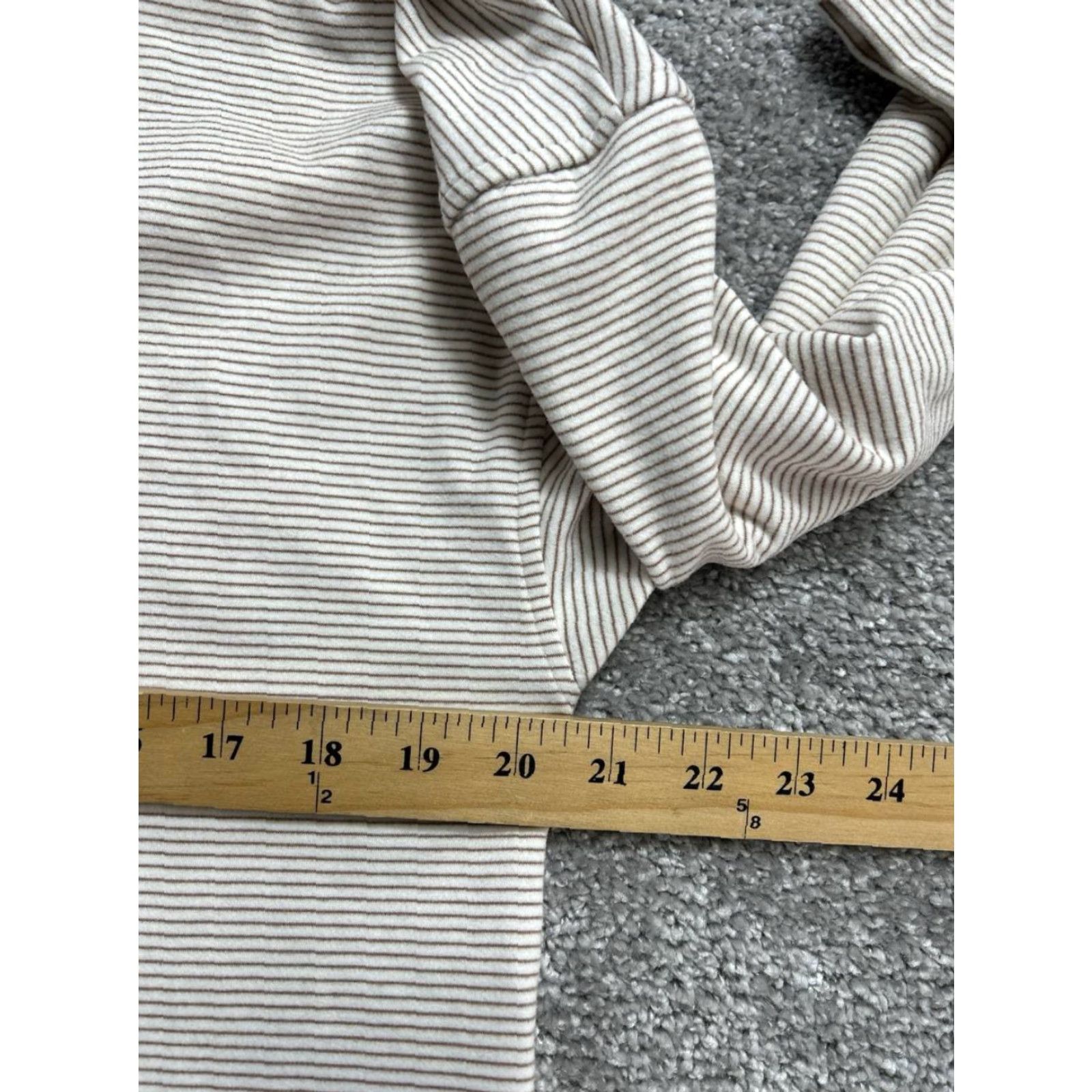 Vintage Evereve Hoodie Womens Small Beige Striped Fleece Lined Pullover Hooded All Seasons Casual Logo Pocket City Classic Size S / US 4 / IT 40 - 7 Thumbnail