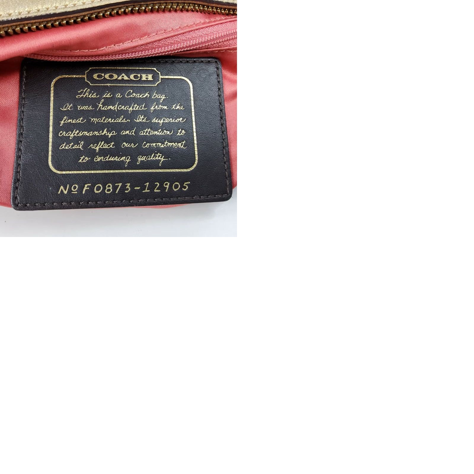 Coach Coach Signature Stripe Studded Lurex Tote Gold 12905 Shoulder Handbag Purse, Medium, Women, Tote, Gold, Striped, Bag Charm Size ONE SIZE - 9 Thumbnail