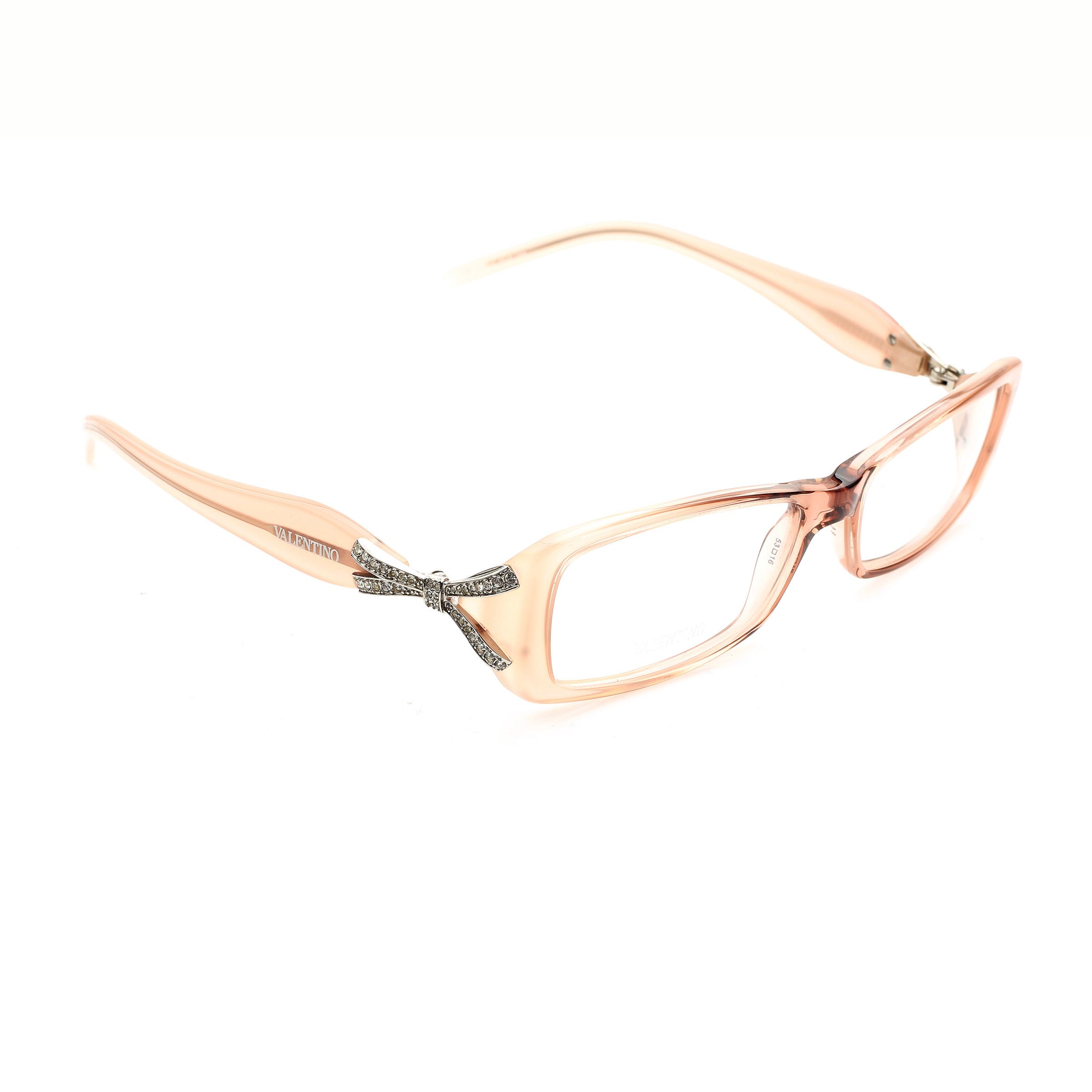 Valentino Valentino '00s Powder Pink Crystal Bow Plastic Glasses Size ONE SIZE - 1 Thumbnail