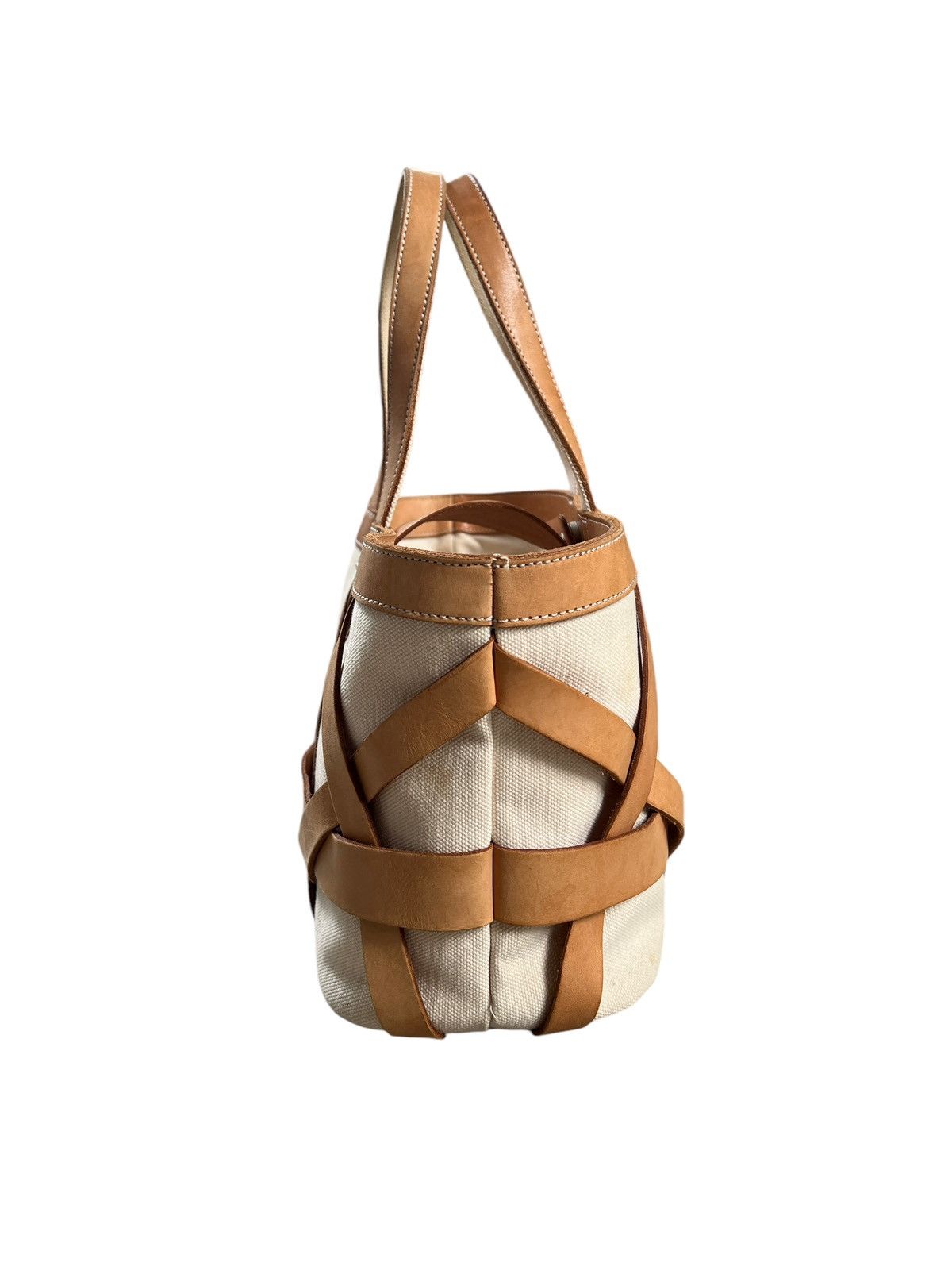 Yohji Yamamoto 1990 Yohji Yamamoto Y’SACCS Heavy Canvas + Leather Handbag Size ONE SIZE - 6 Thumbnail