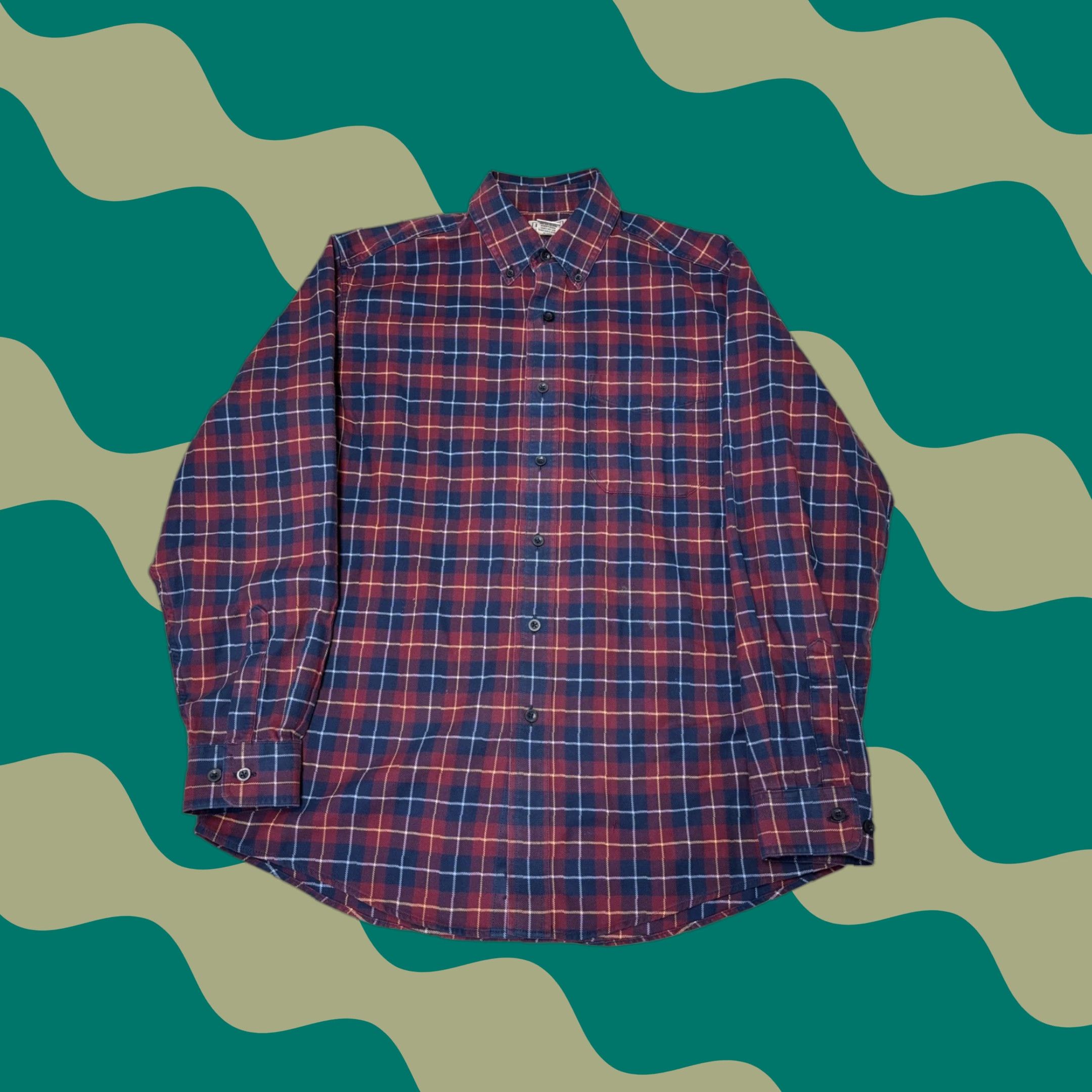 Vintage L.L.Bean Mens Plaid Shirt Long Sleeve Button Down M-REG Red Navy Yellow Cotton Size US M / EU 48-50 / 2 - 1 Thumbnail
