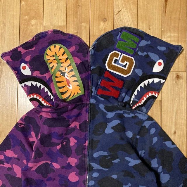 Bape BAPE Purple camo x Blue camo separate shark full zip hoodie Size US M / EU 48-50 / 2 - 2 Thumbnail