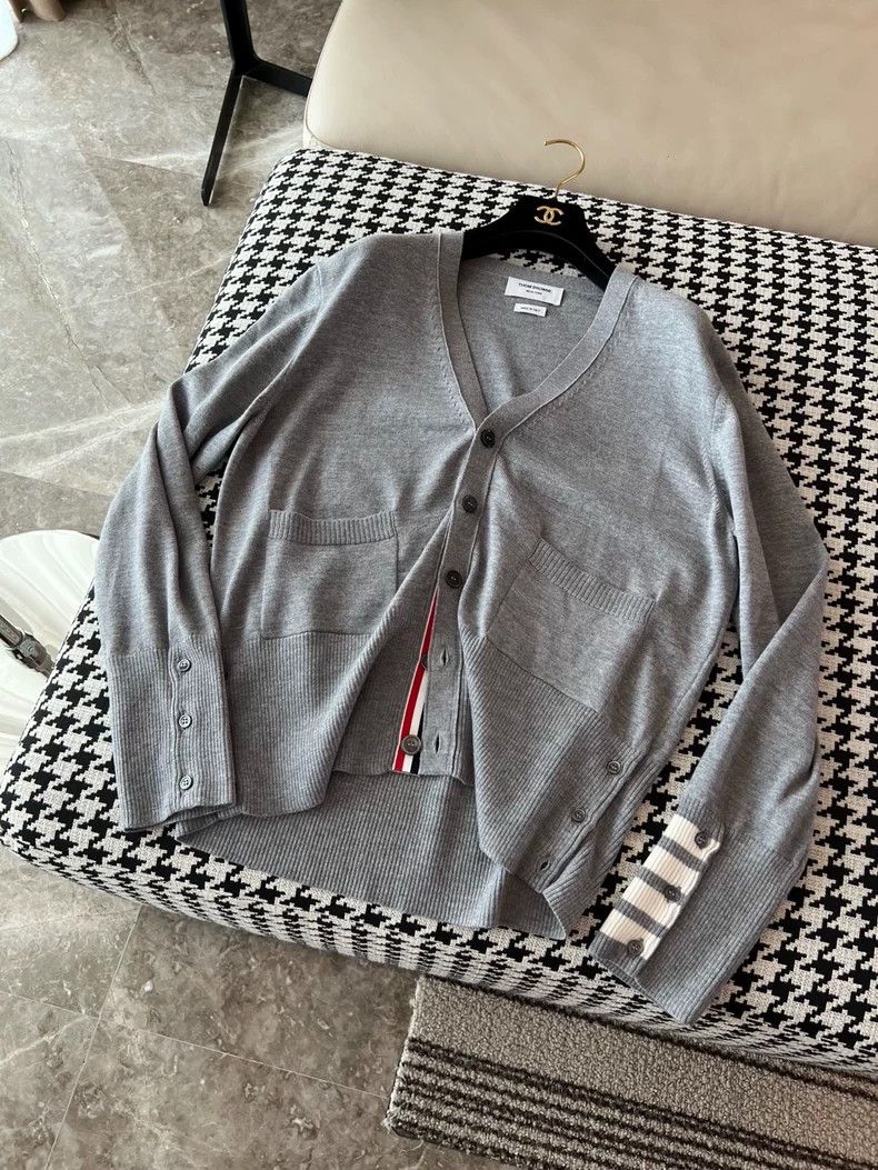 Thom Browne Thom Browne Gray Striped Cardigan - dmc Size US M / EU 48-50 / 2 - 1 Thumbnail